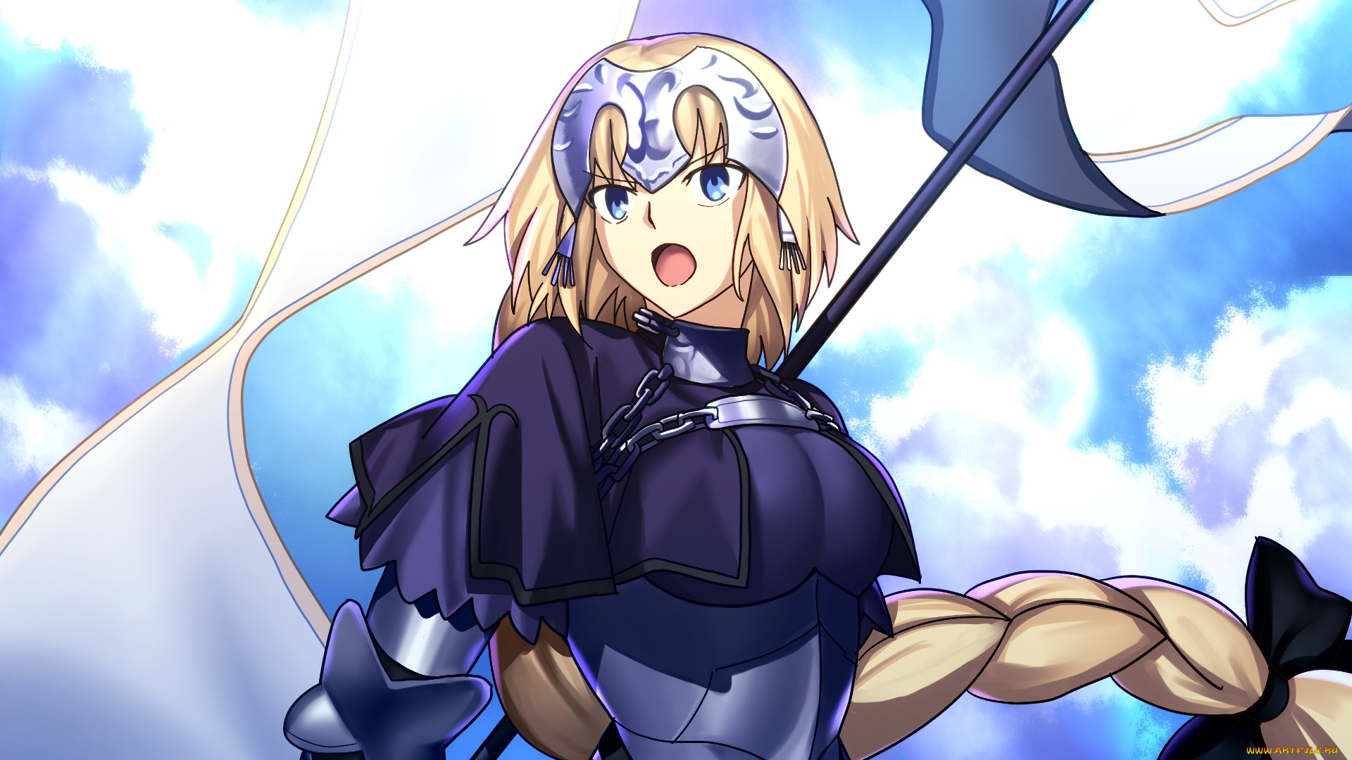 аниме, fate, stay, night, девушка, взгляд, фон