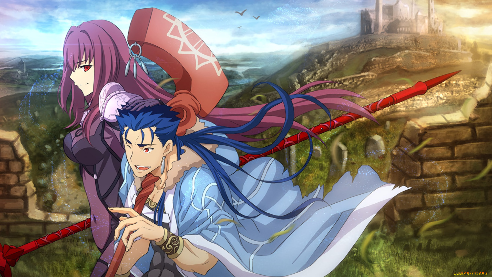 аниме, fate, stay, night, девушка, взгляд, фон