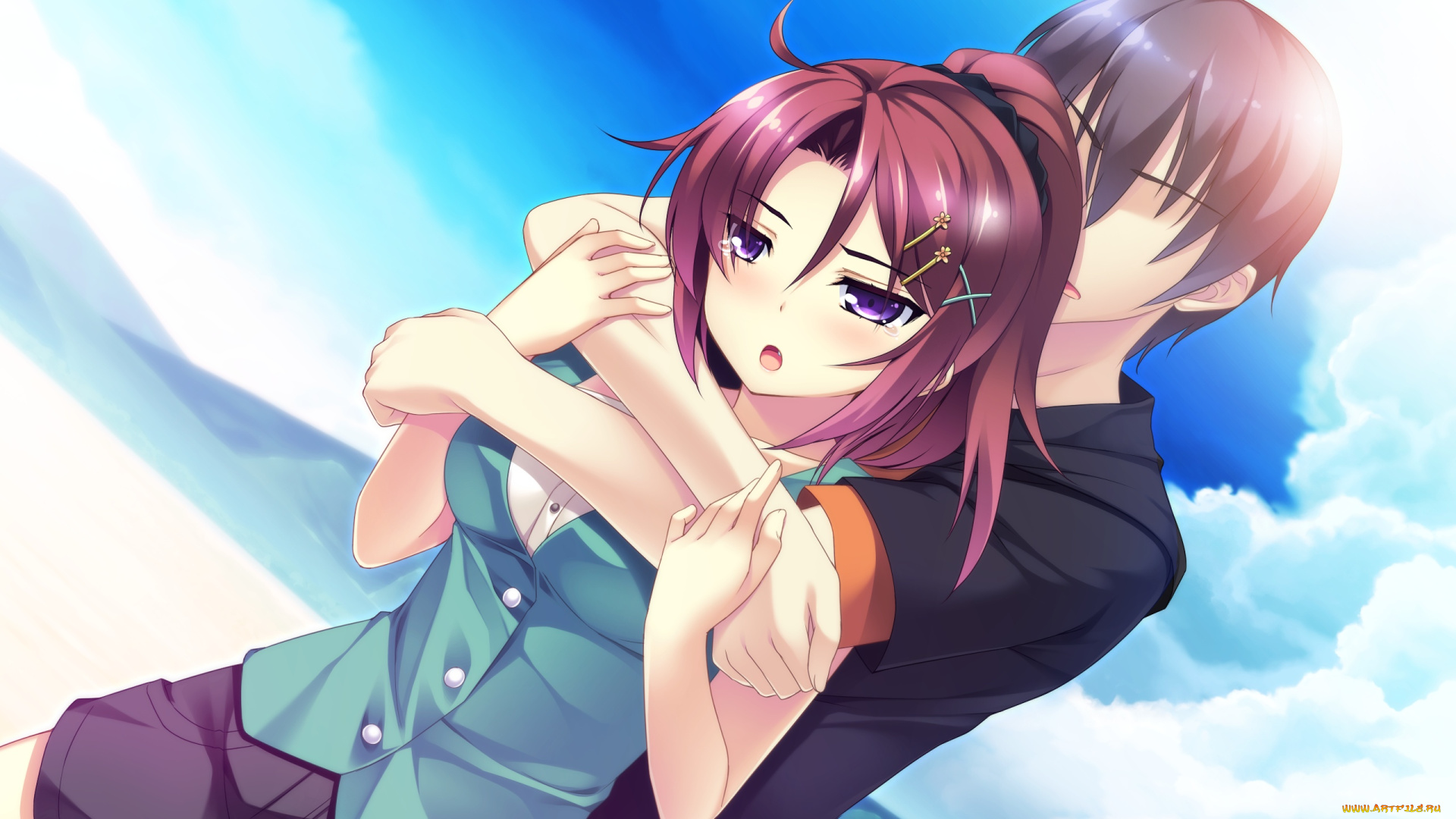 аниме, ryuusei, kiseki, -shooting, probe, взгляд, девушка, фон