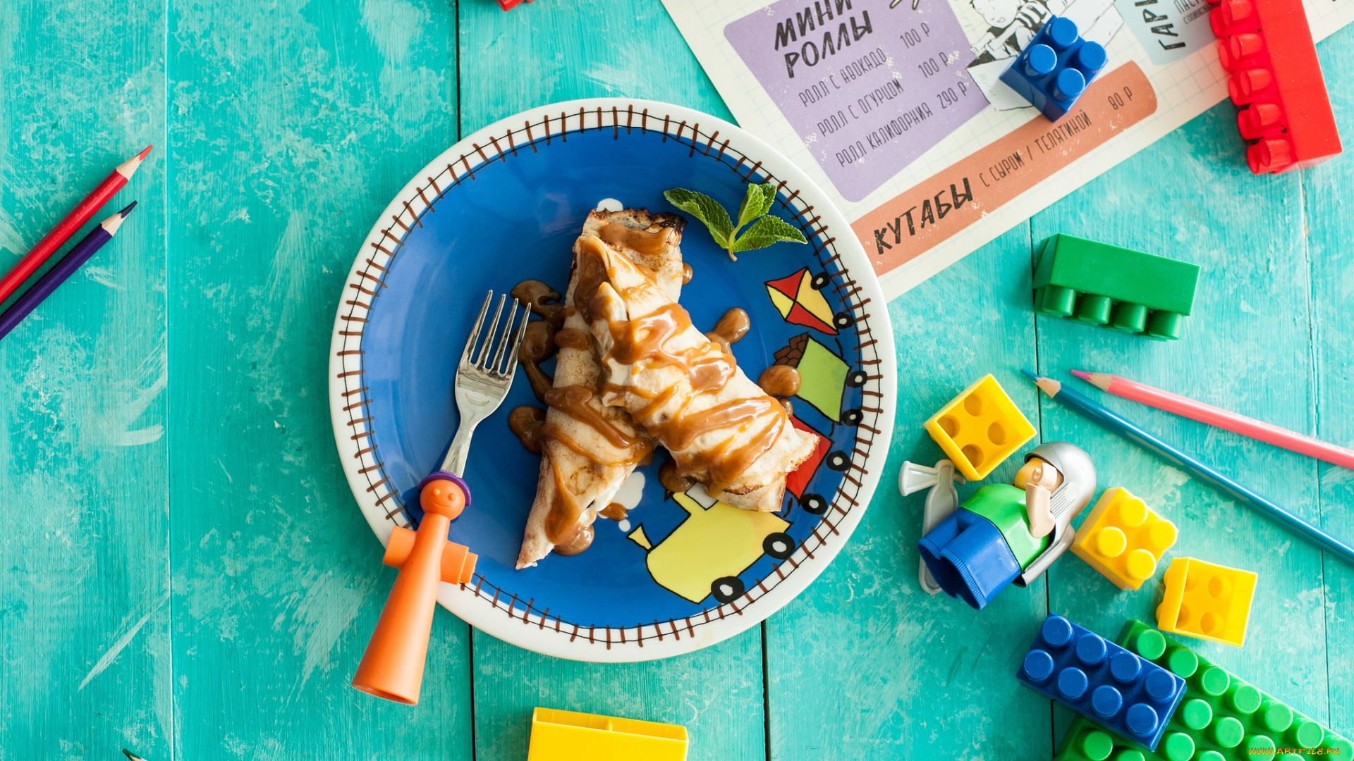 еда, блины, , оладьи, конструктор, завтрак, карамель