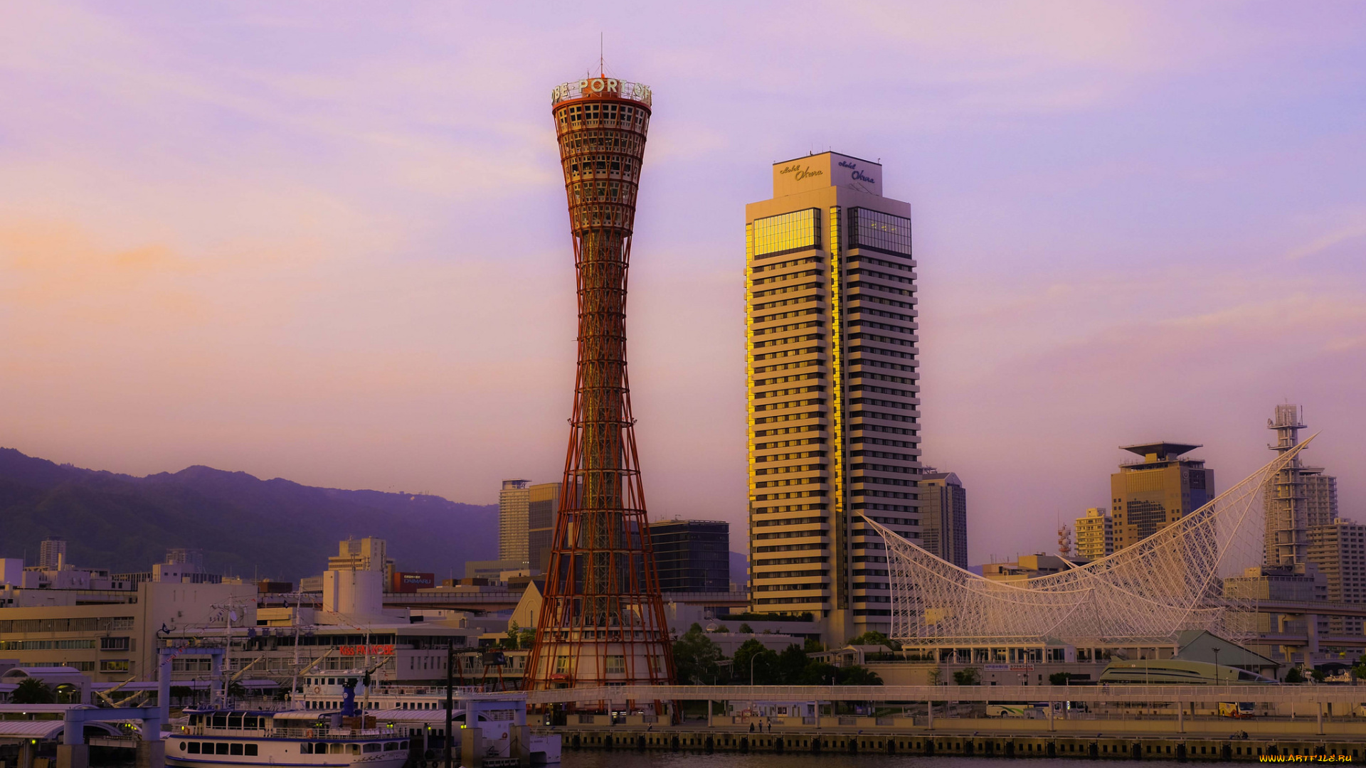 harbor, land, kobe, города, -, панорамы, башня