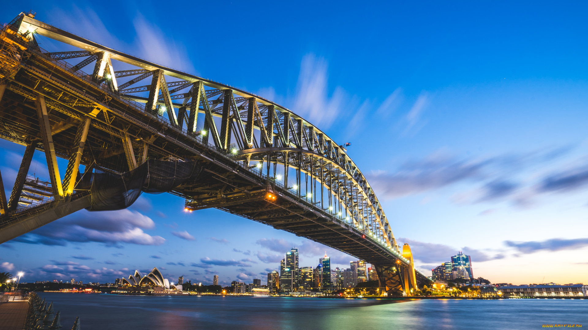harbour, bridge, and, sydney, opera, house, города, сидней, , австралия, мост, гавань