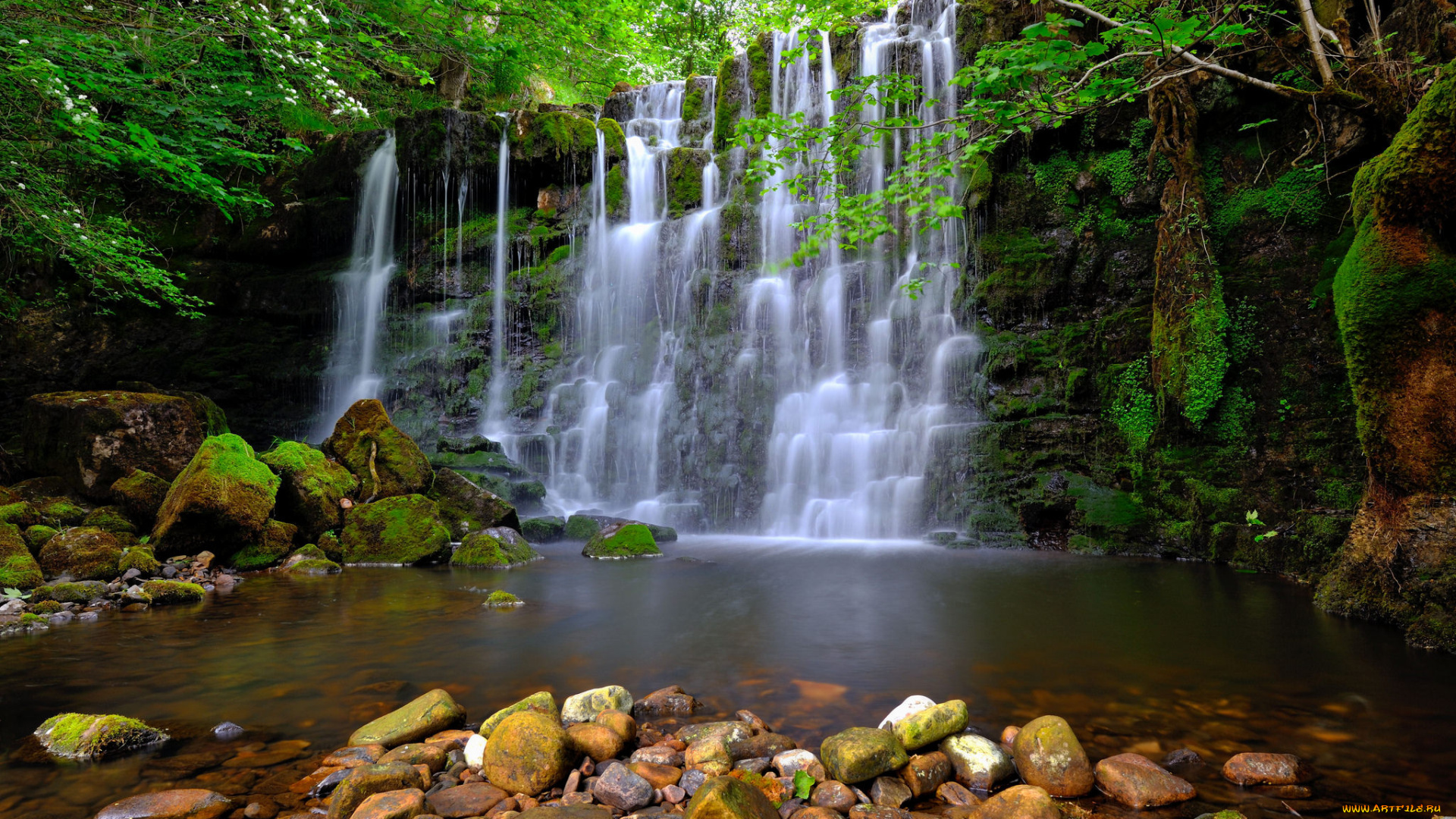 природа, водопады, water, river, stream, rocks, waterfall, вода, река, поток, водопад, камни