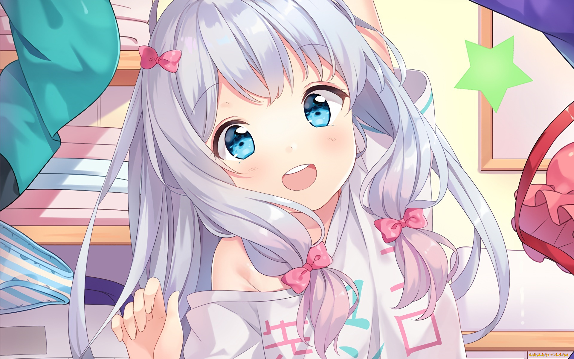 аниме, eromanga-sensei, девушка, взгляд, фон