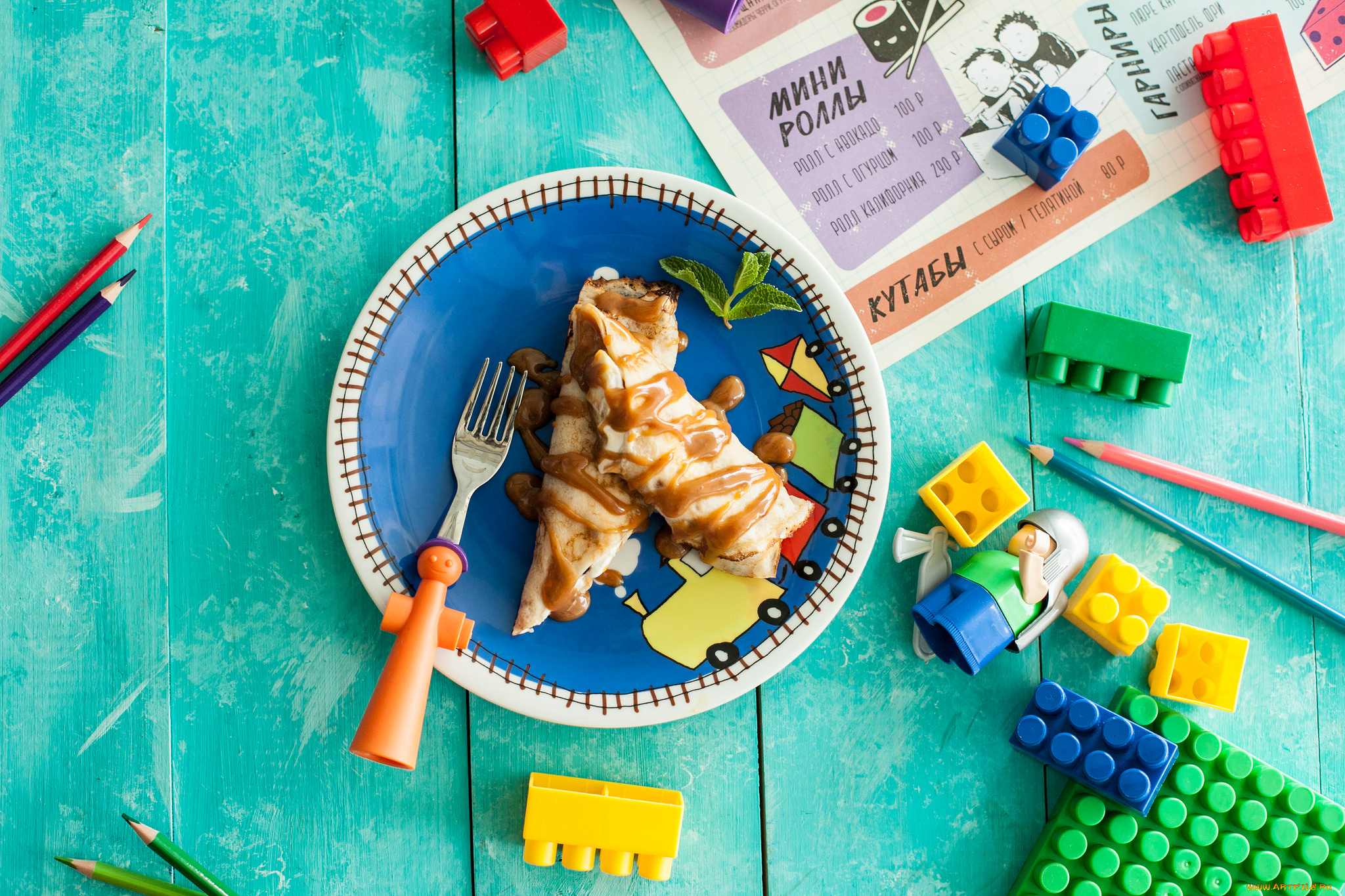 еда, блины, , оладьи, конструктор, завтрак, карамель