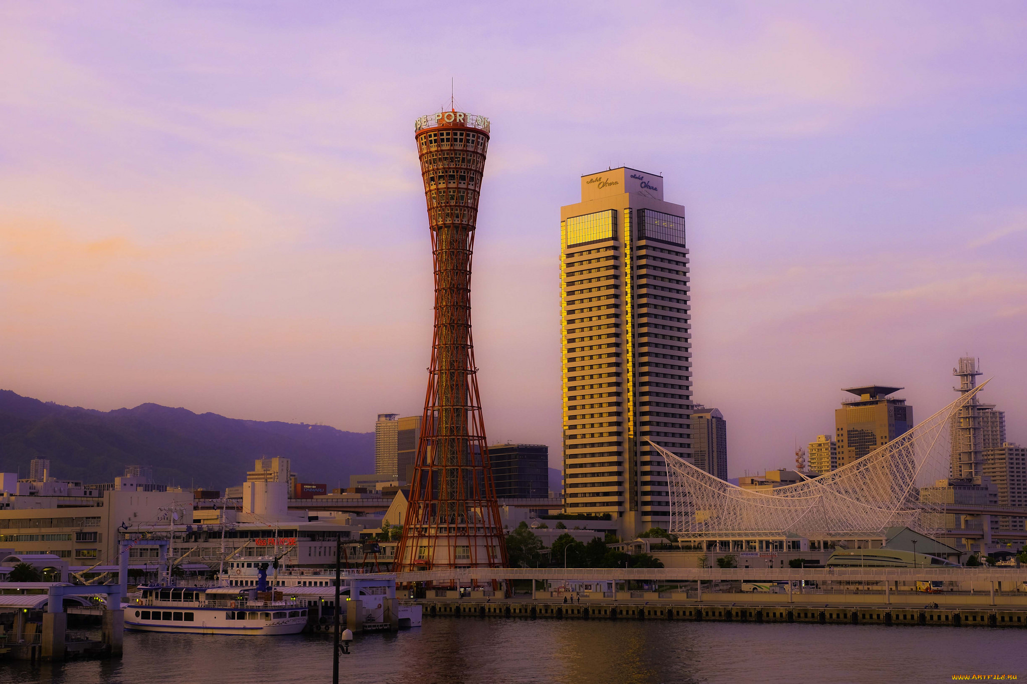 harbor, land, kobe, города, -, панорамы, башня