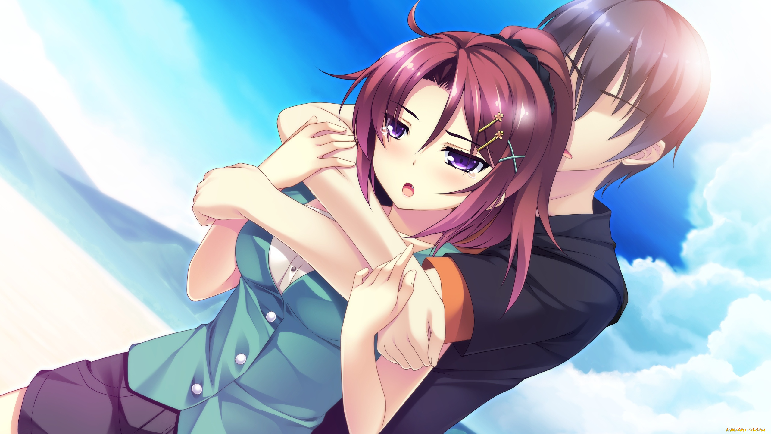 аниме, ryuusei, kiseki, -shooting, probe, взгляд, девушка, фон