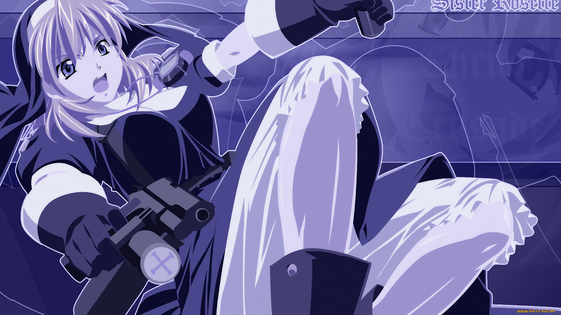 аниме, chrno, crusade, christoper, rosette, оружие, девушка, пистолет