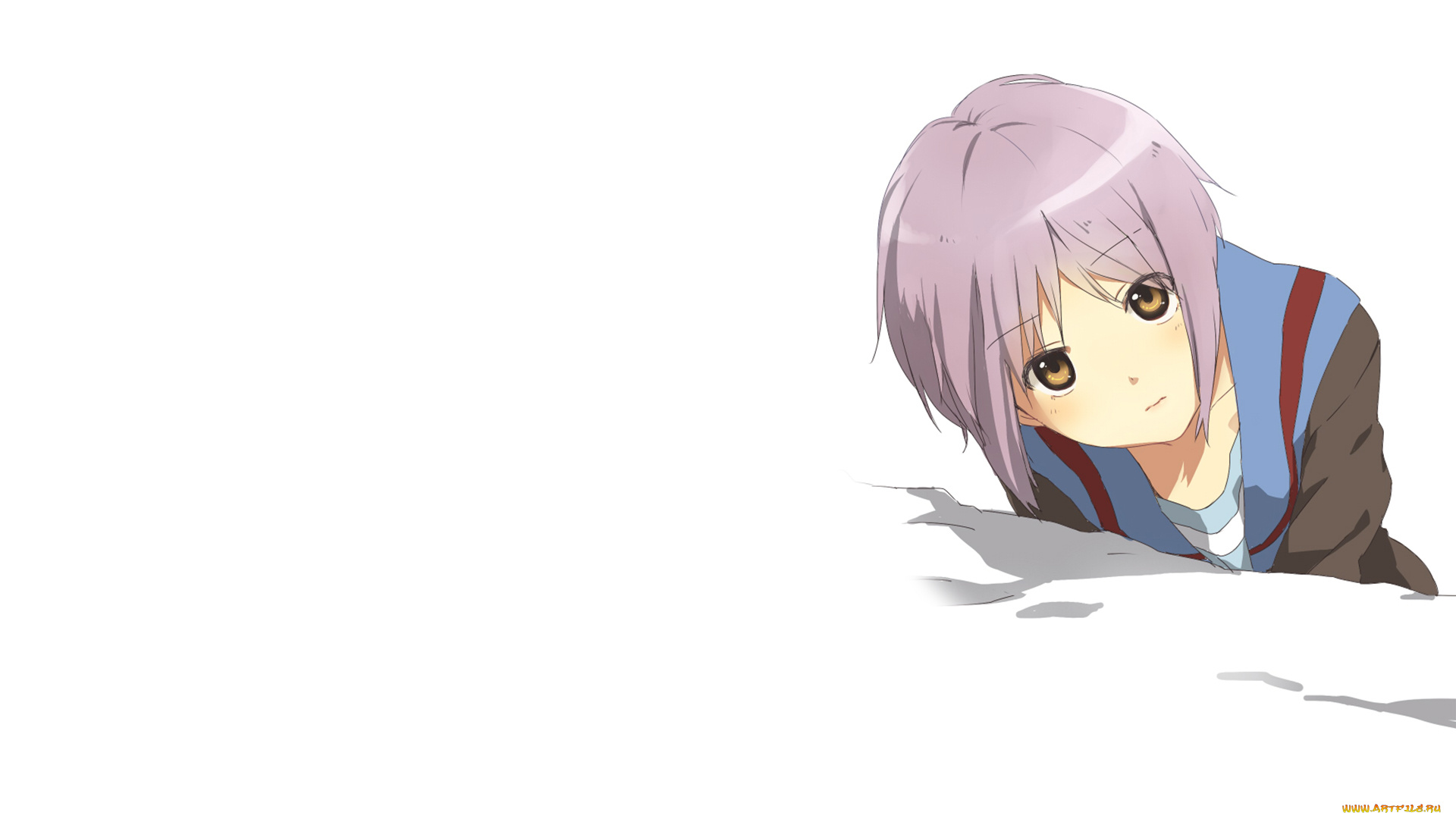 аниме, the, melancholy, of, haruhi, suzumiya, девушка, взгляд, фон