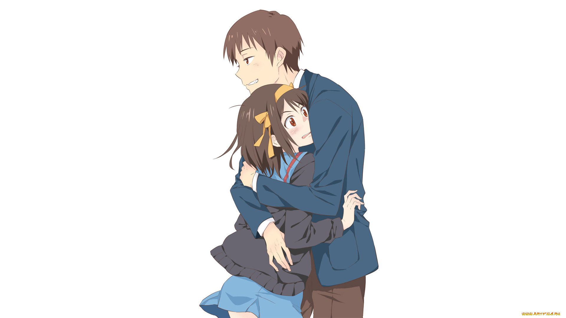 аниме, the, melancholy, of, haruhi, suzumiya, девушка, взгляд, фон