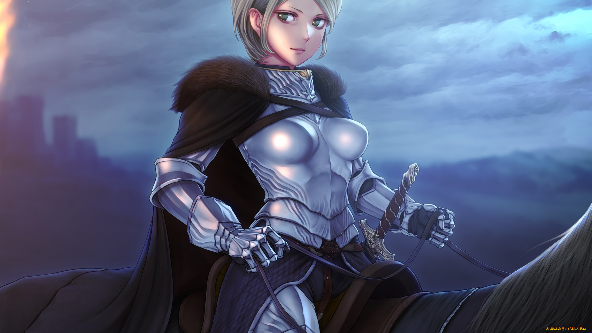 аниме, unknown, , другое, , девушка, взгляд, фон