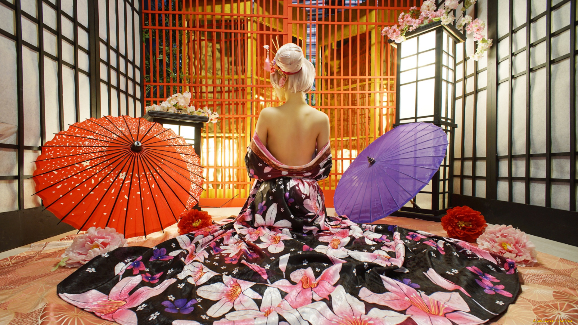 девушки, -unsort, , блондинки, , светловолосые, зонтики, азиатка, тело, спина, стиль