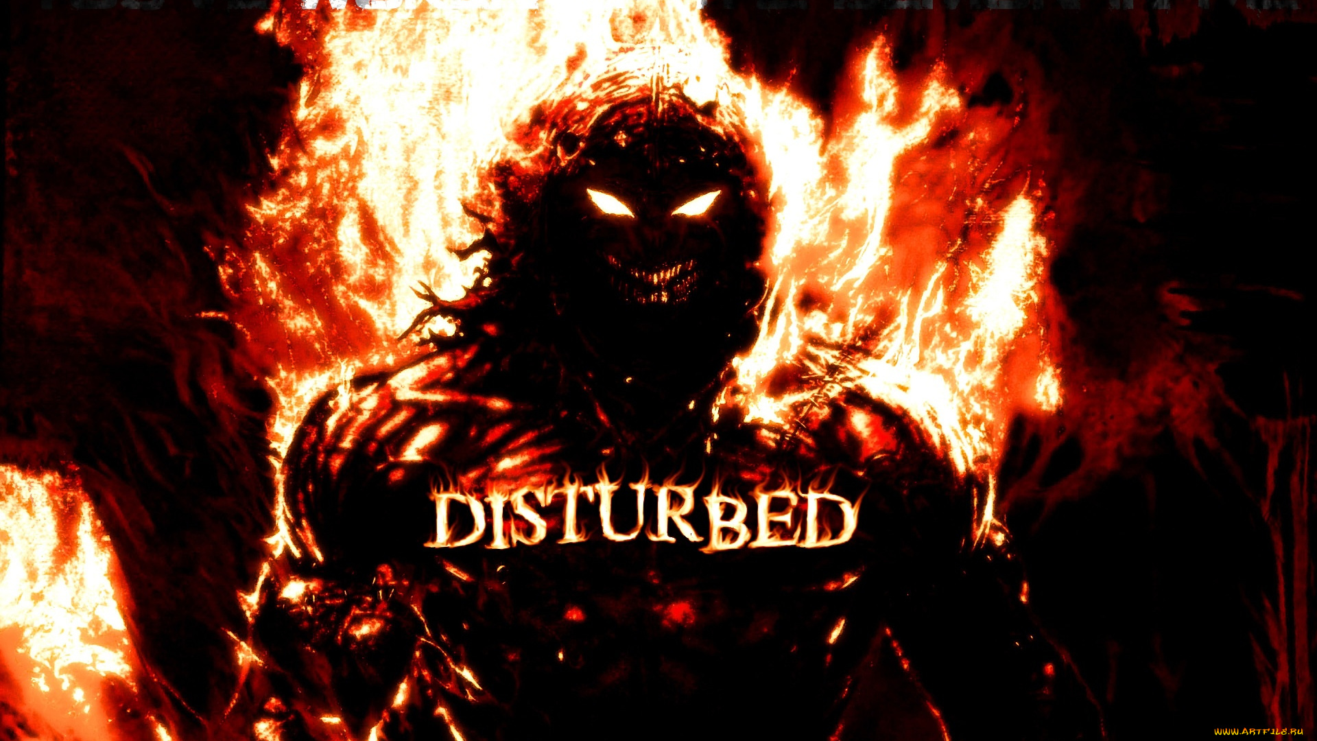 музыка, disturbed, оскал, огонь, демон