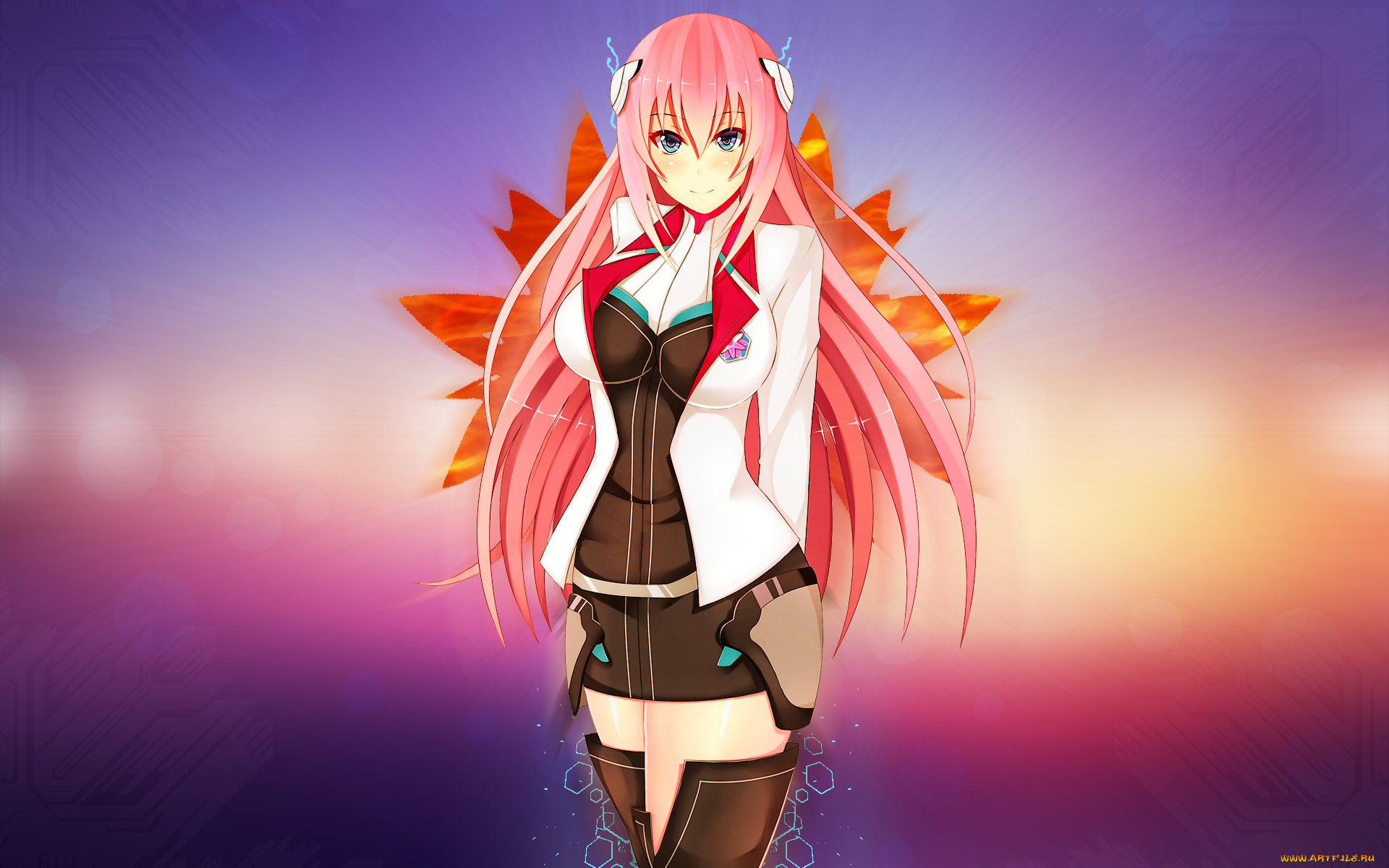 аниме, gakusen, toshi, asterisk, взгляд, девушка, фон