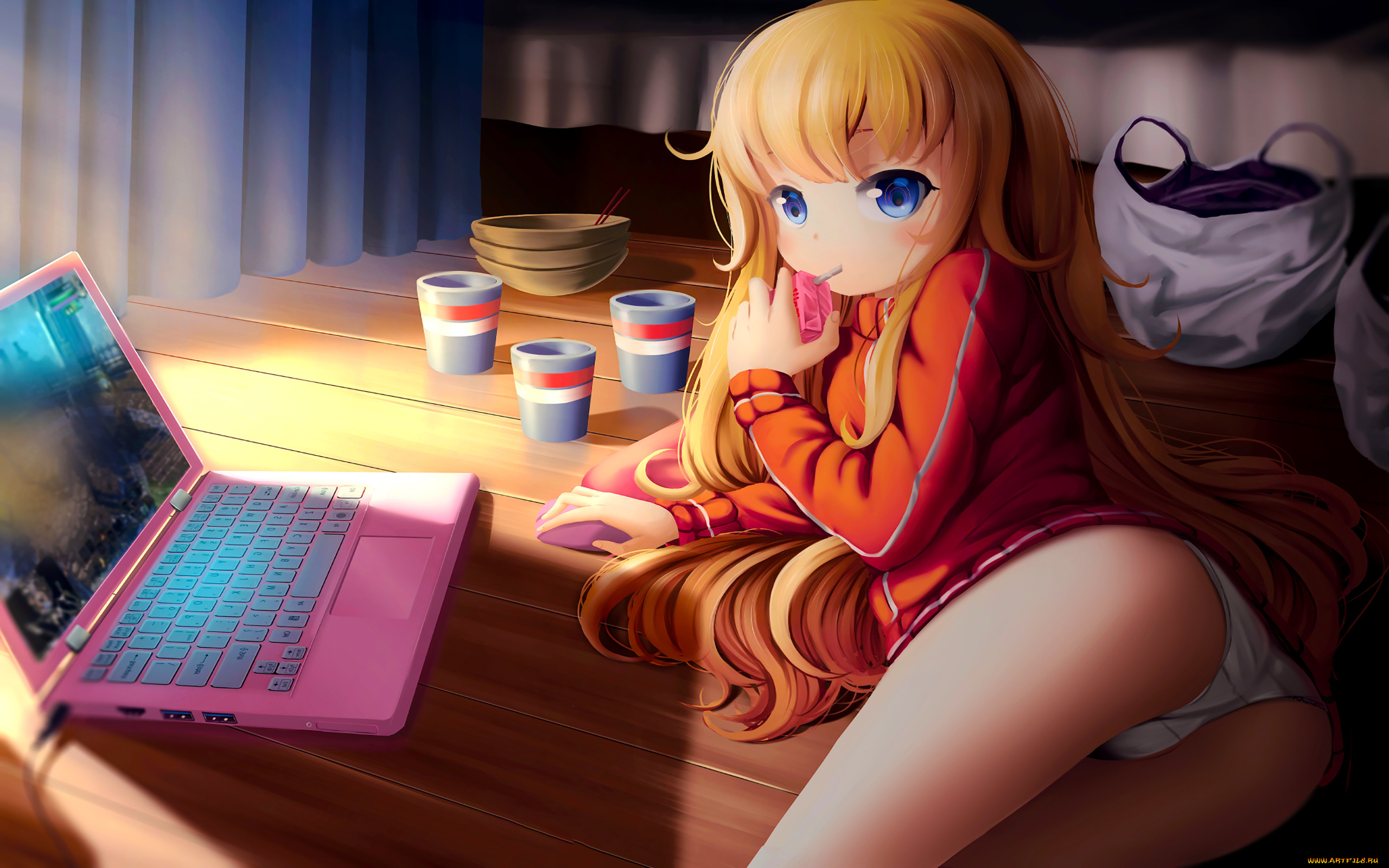 аниме, unknown, , другое, , девушка, взгляд, фон