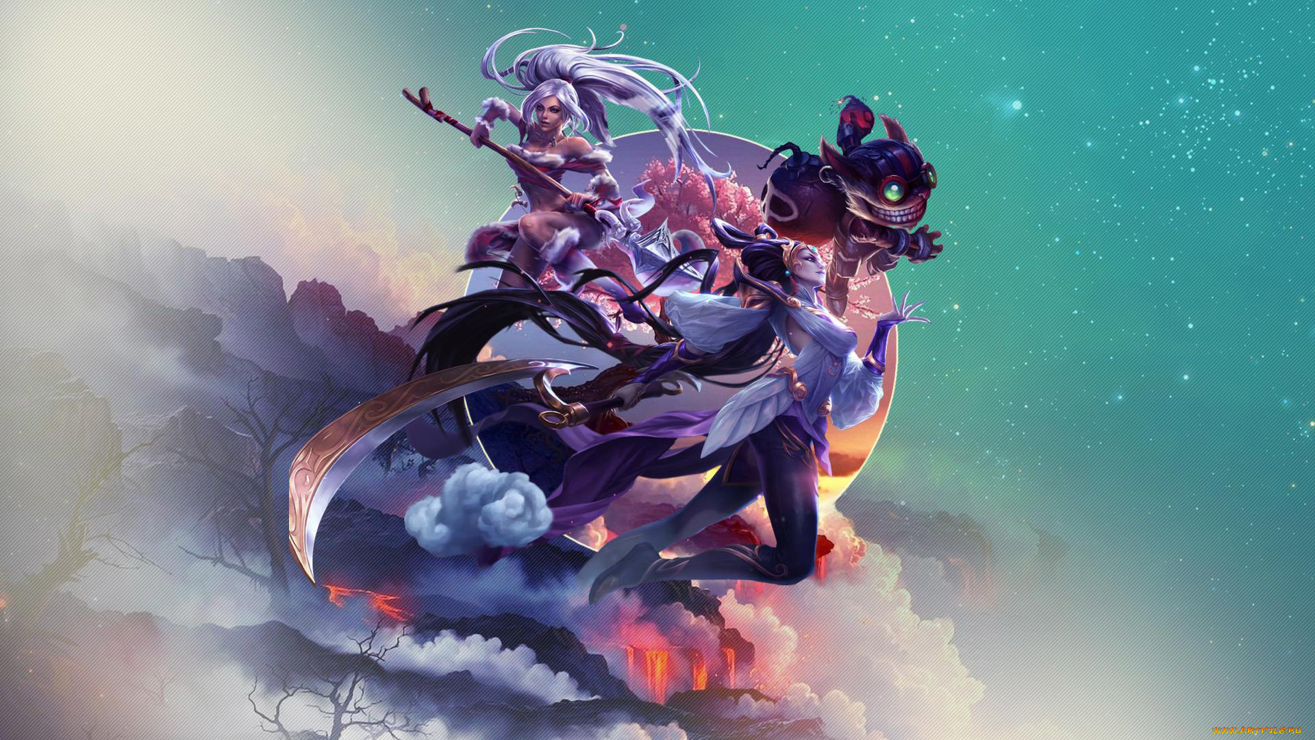 видео, игры, league, of, legends, лава, скалы, существо, девушки