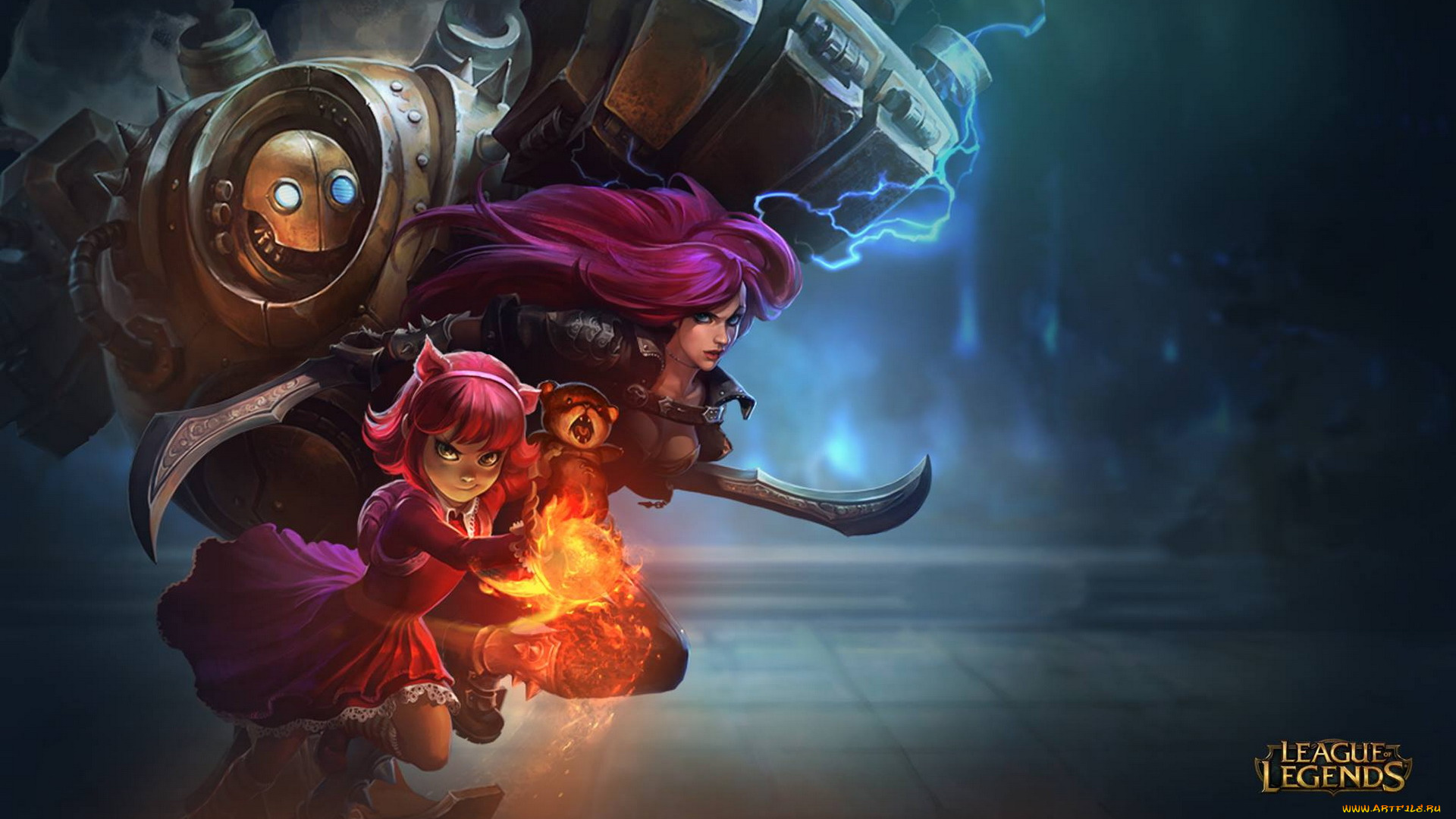 видео, игры, league, of, legends, магия, катрина, робот, оружие, девочка