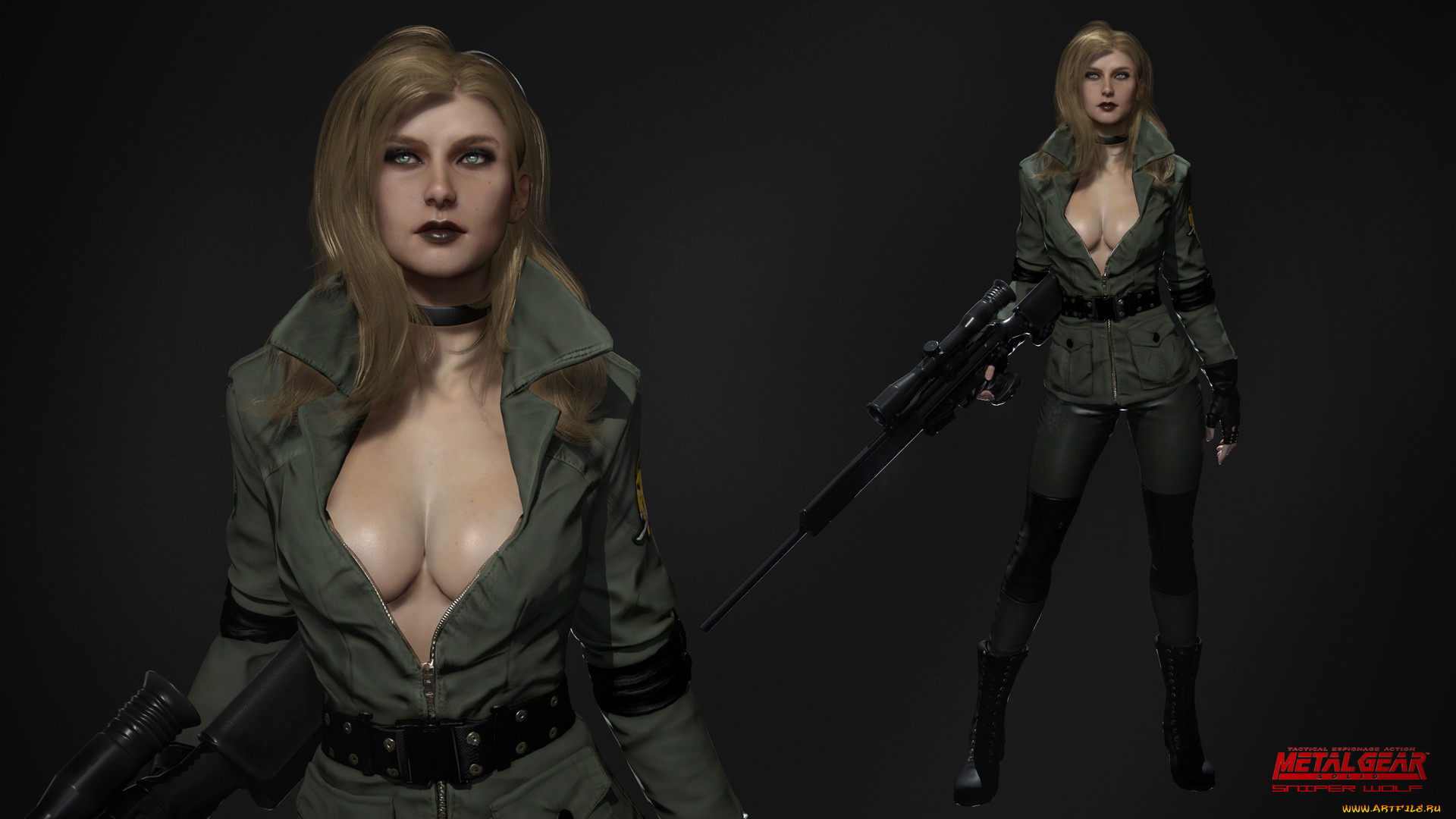 видео, игры, metal, gear, solid, v, , the, phantom, pain, снайпер, винтовка, форма, девушка