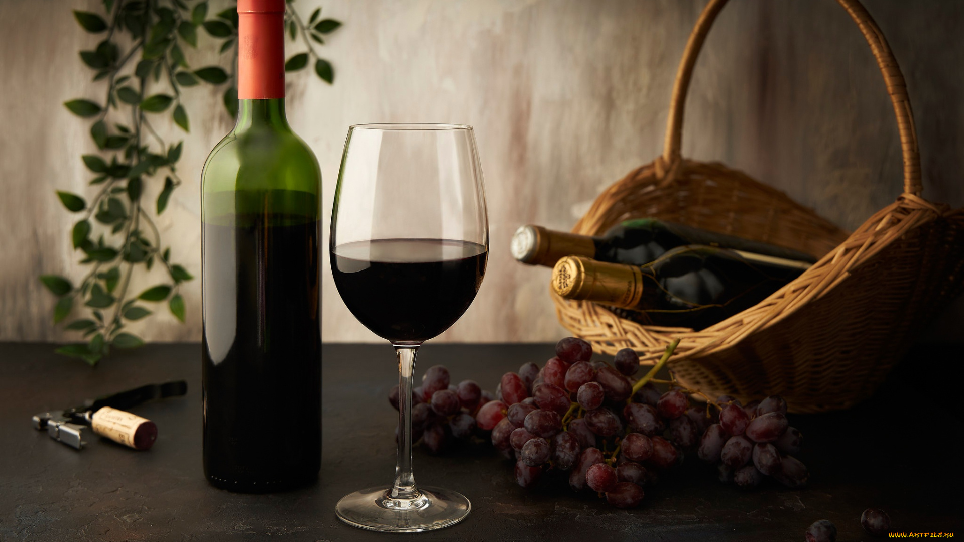 еда, напитки, , вино, вино, бокал, виноград, бутылки, корзинка