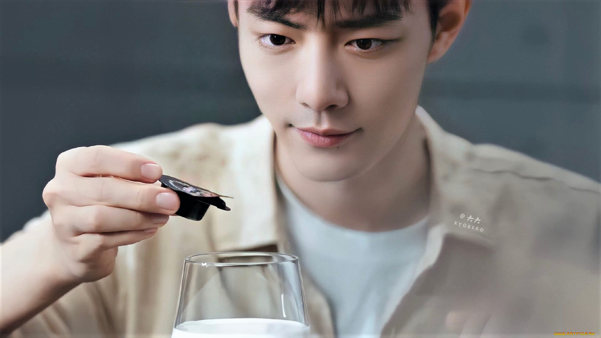 мужчины, xiao, zhan, актер, лицо, пакетик, бокал