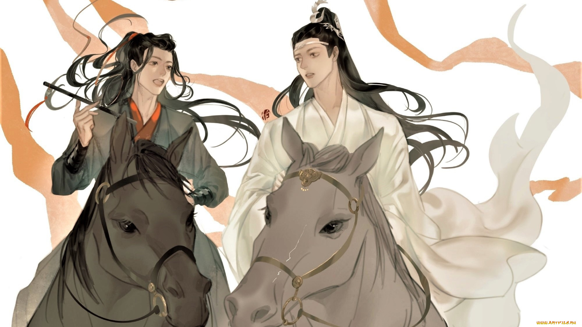 рисованное, кино, , мультфильмы, вэй, усянь, лань, ванцзы, флейта, лошади