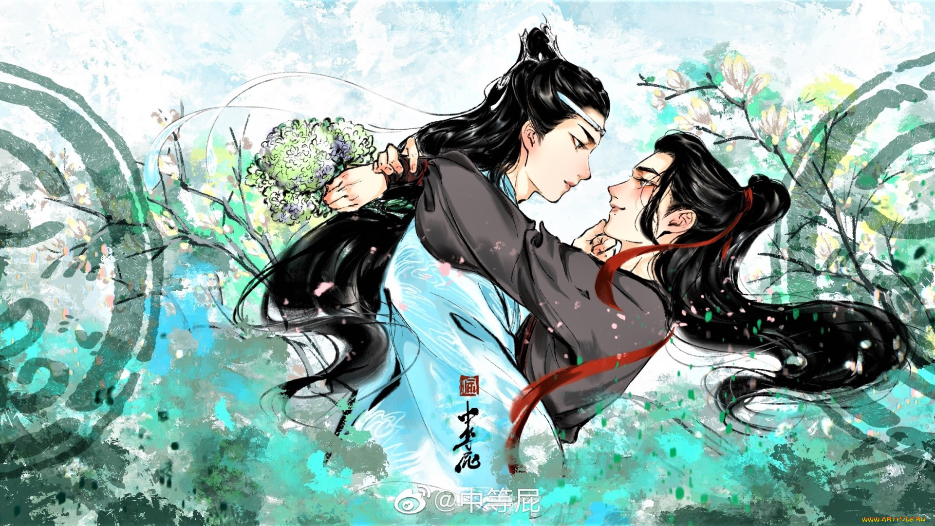 рисованное, кино, , мультфильмы, вэй, усянь, лань, ванцзи, цветы