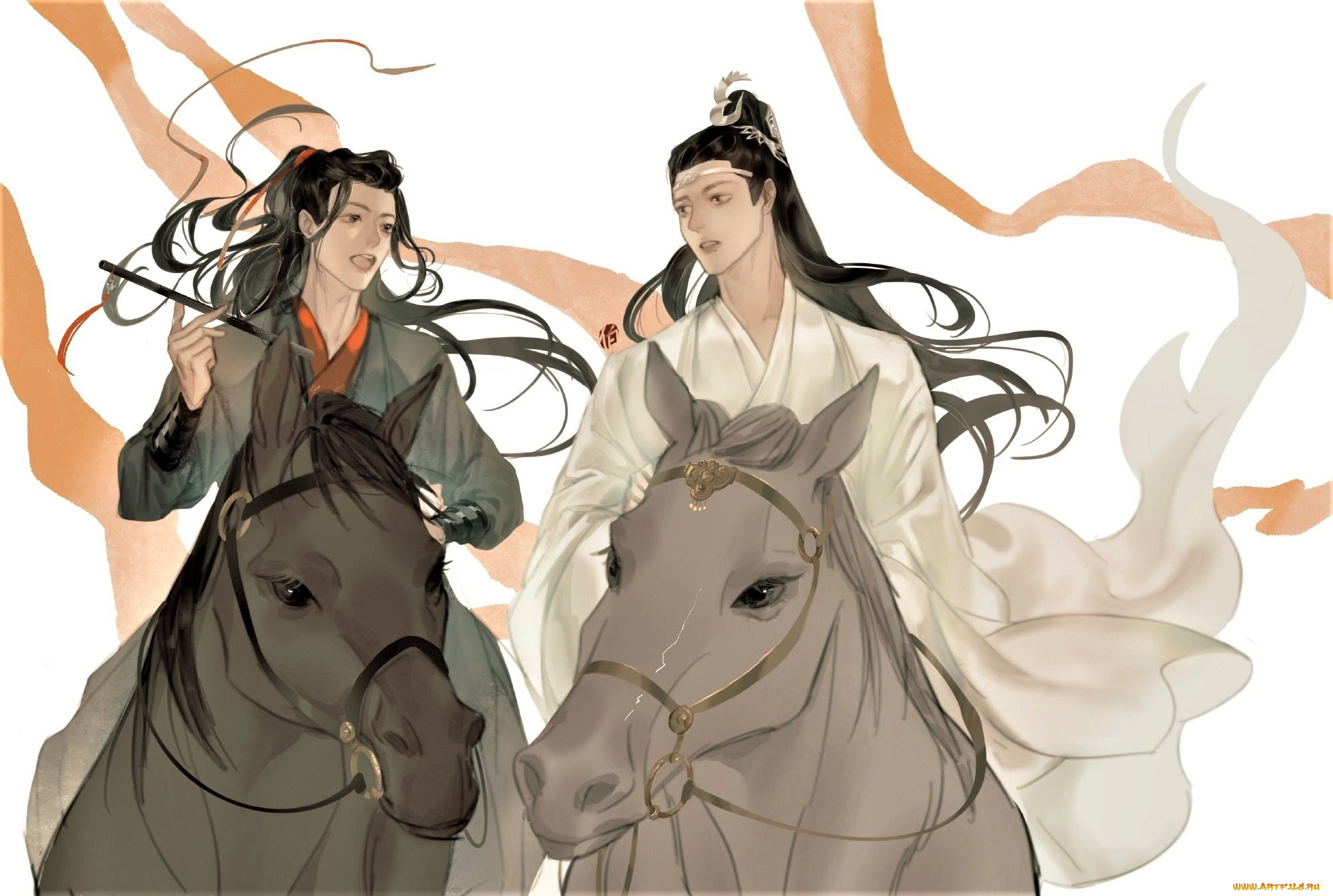 рисованное, кино, , мультфильмы, вэй, усянь, лань, ванцзы, флейта, лошади