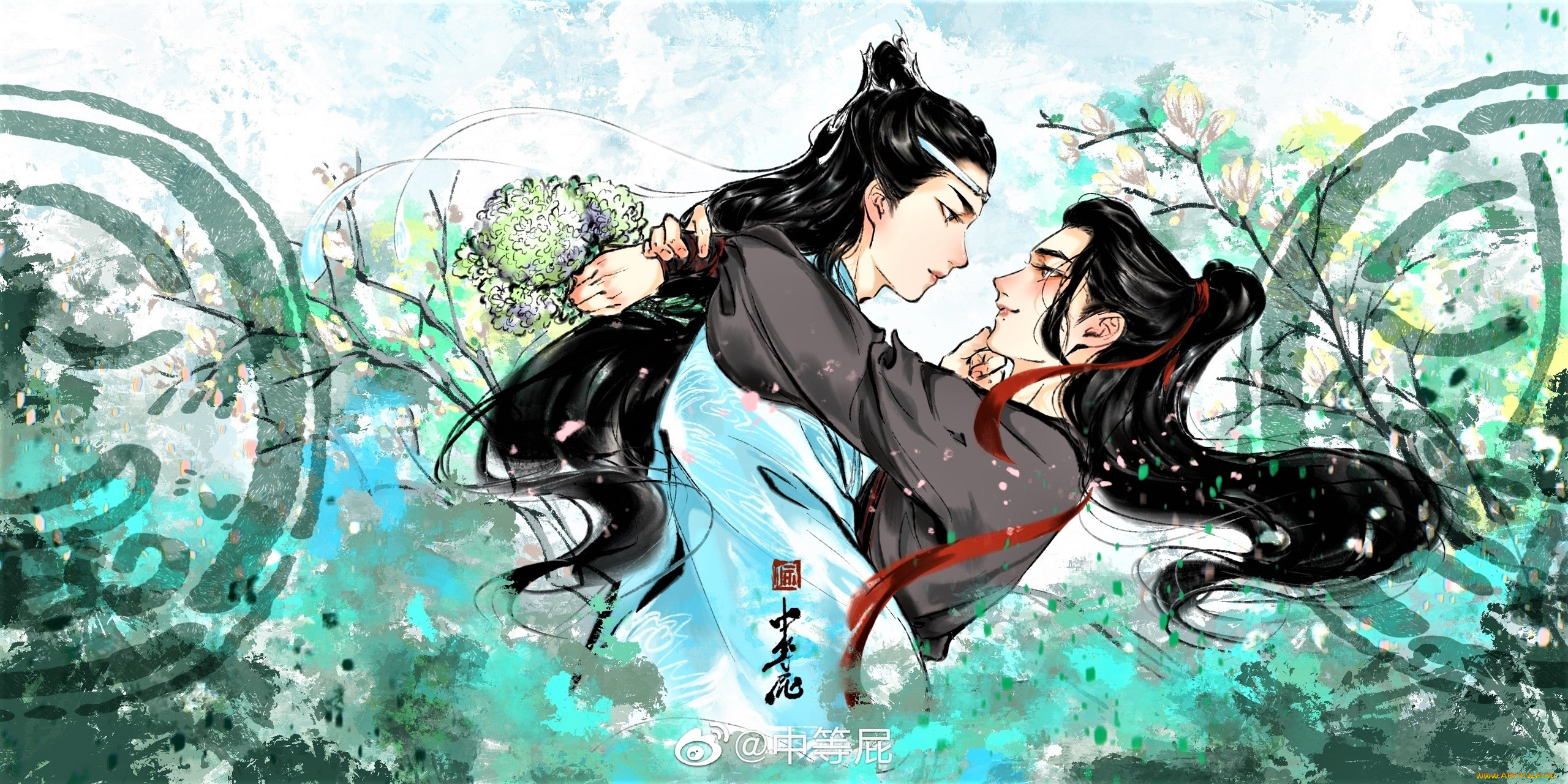 рисованное, кино, , мультфильмы, вэй, усянь, лань, ванцзи, цветы