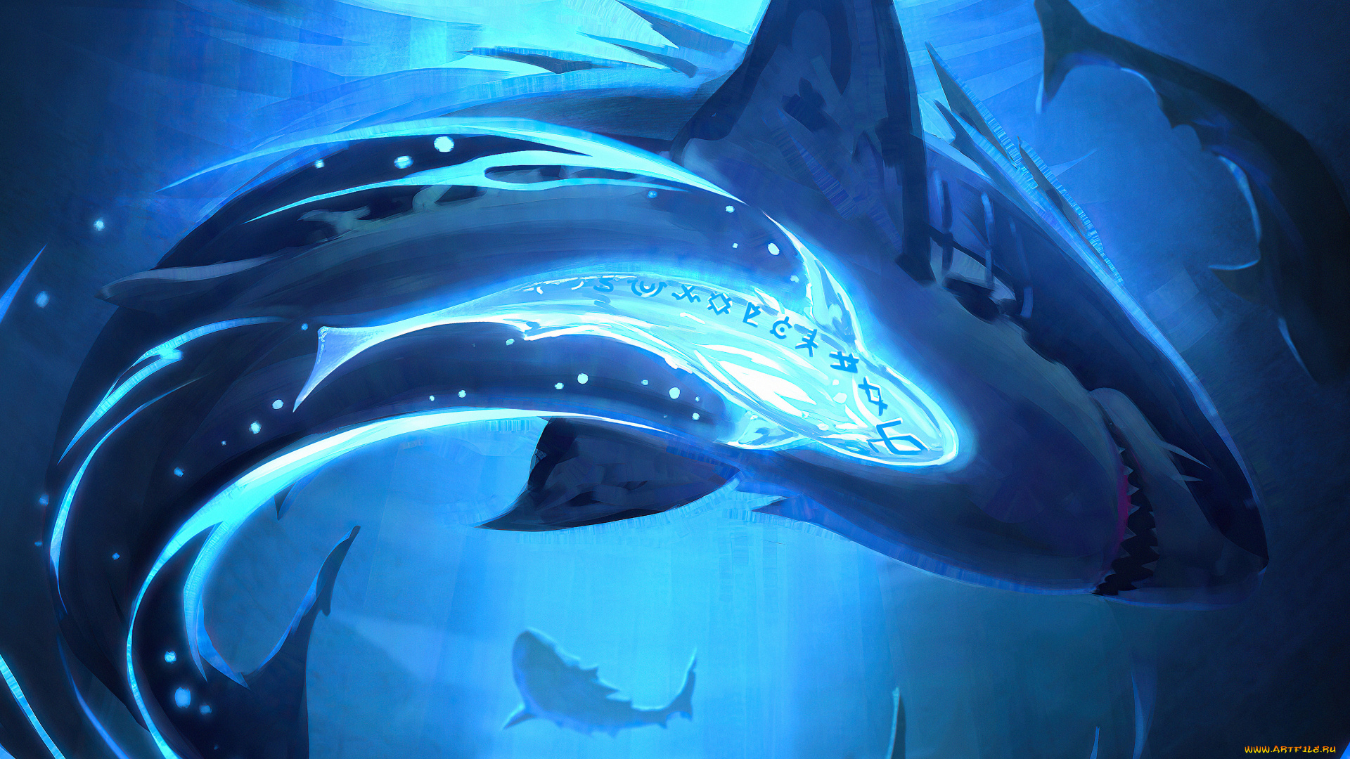 рисованное, животные, , рыбы, акула