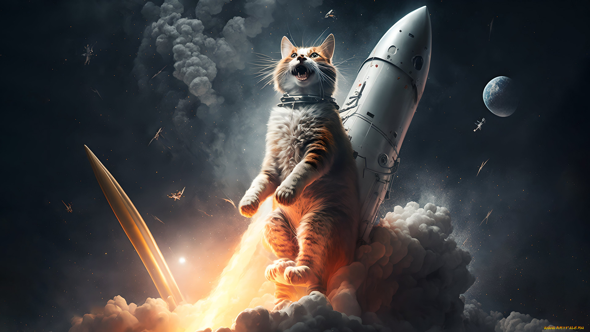 фэнтези, существа, нейросети, графика, нейроарт, ai, art, нейронные, сети, рисунки, нейро, искусство, кот, космонавт