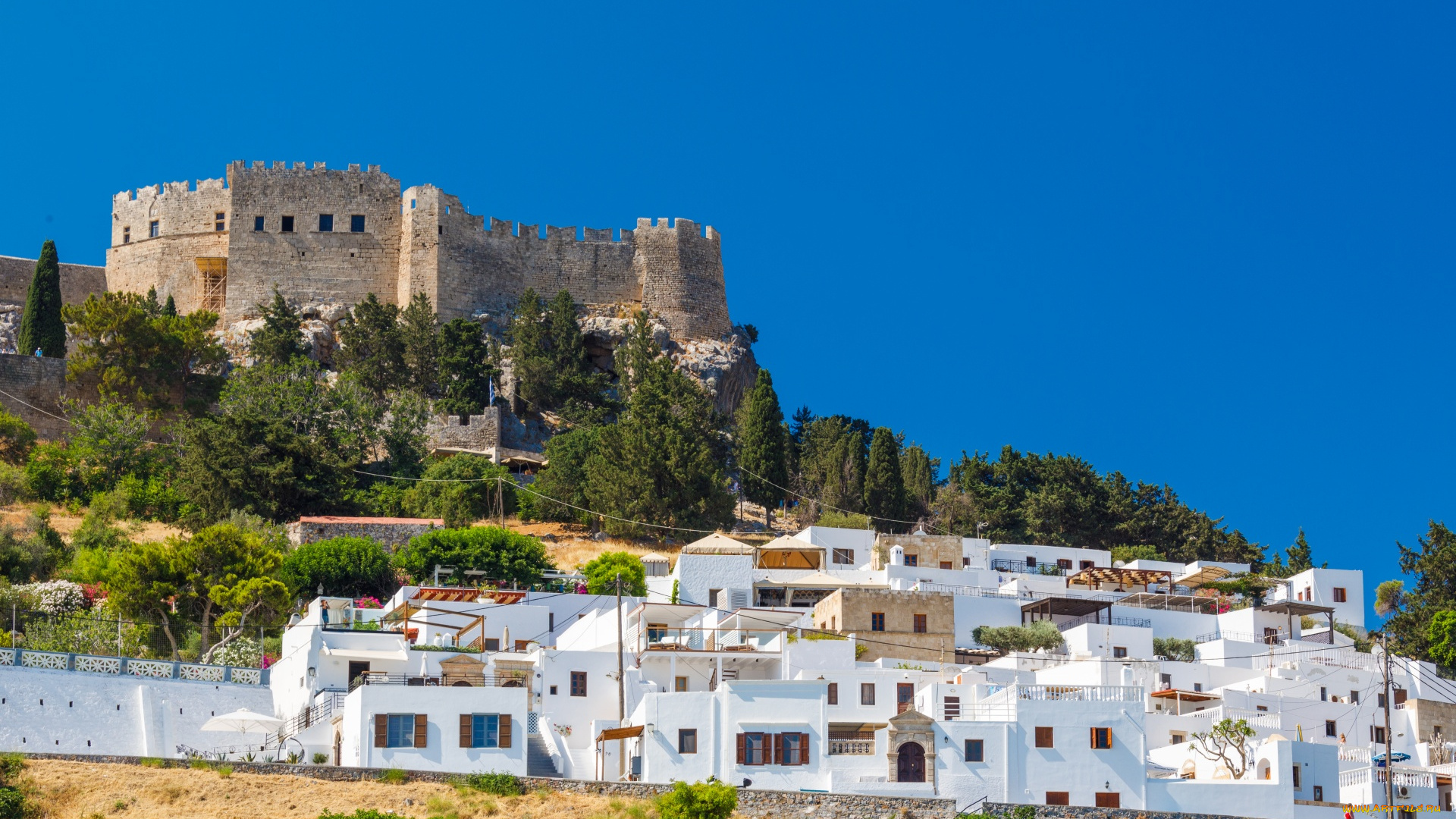 lindos, rhodes, greece, города, -, дворцы, , замки, , крепости