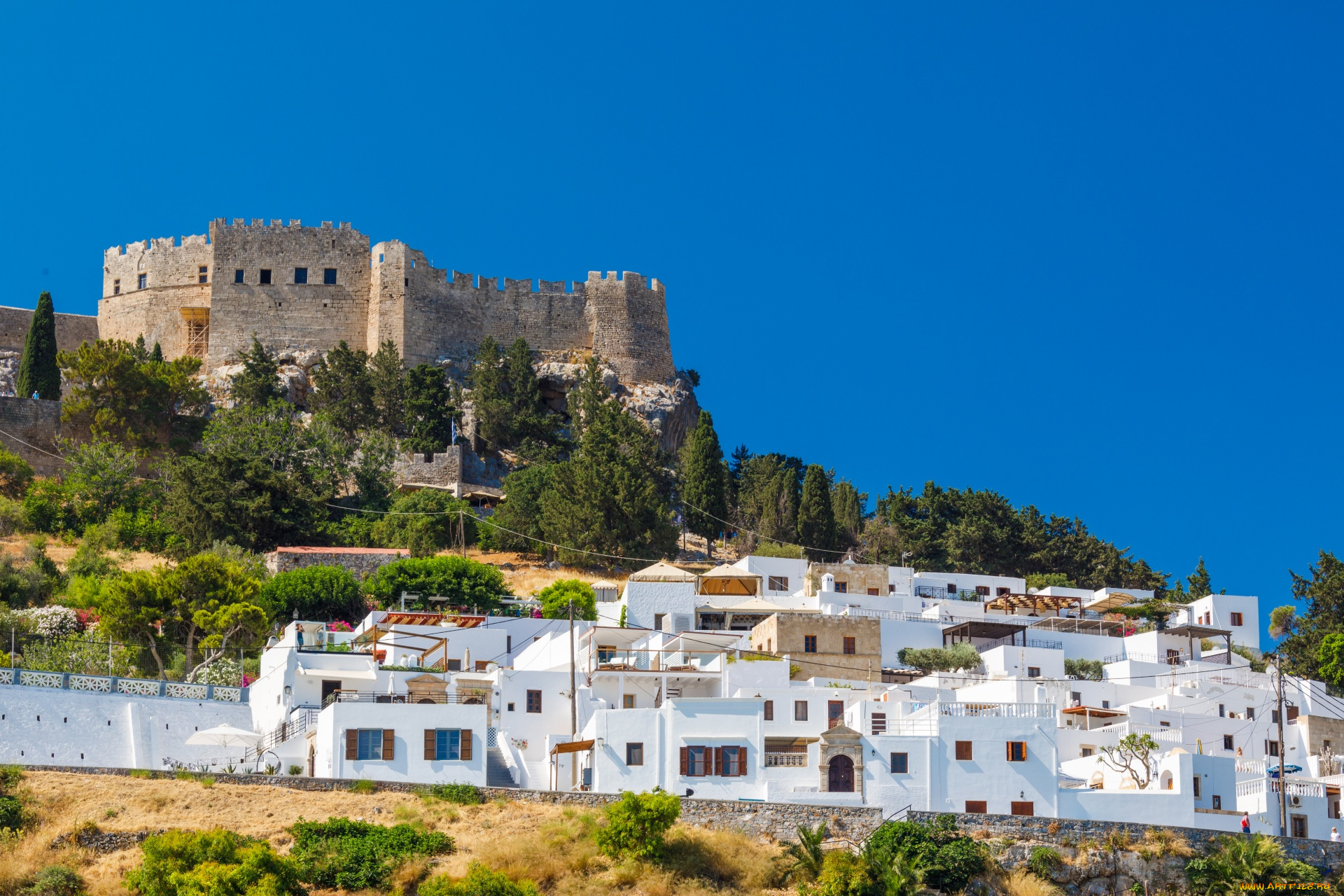 lindos, rhodes, greece, города, -, дворцы, , замки, , крепости