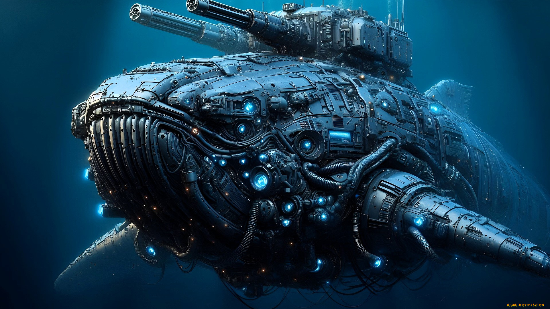 фэнтези, роботы, , киборги, , механизмы, кит, киборг, броня, оружие, море