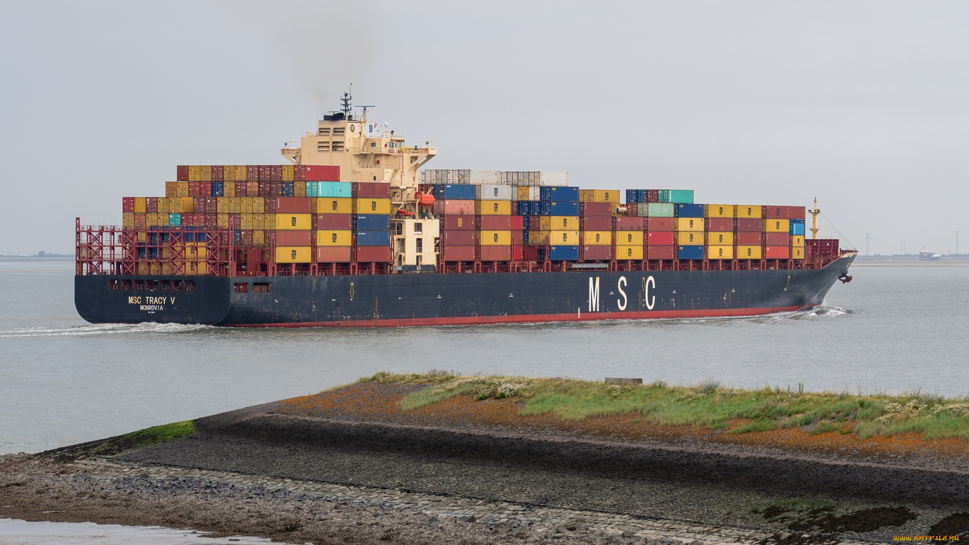 корабли, грузовые, суда, контейнеровоз