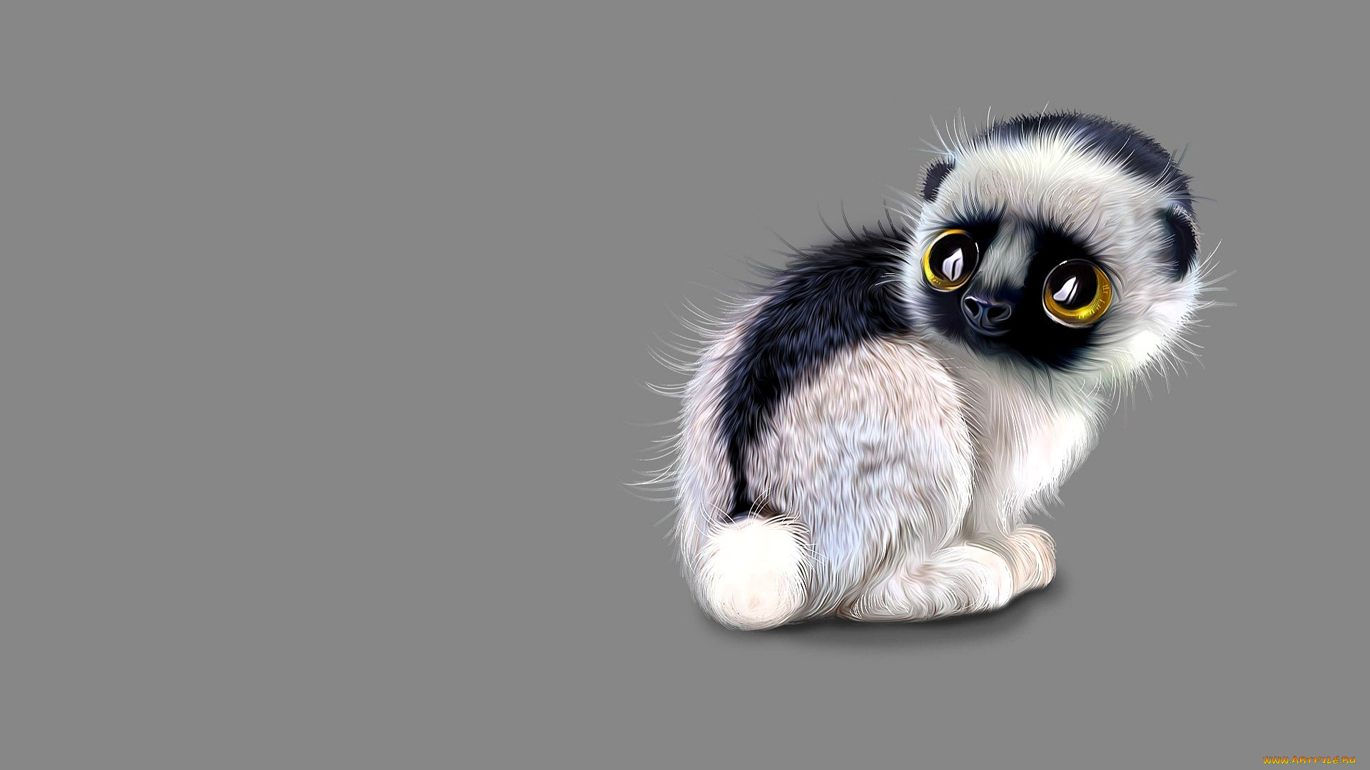 рисованное, животные, , лемуры, лемур, детеныш