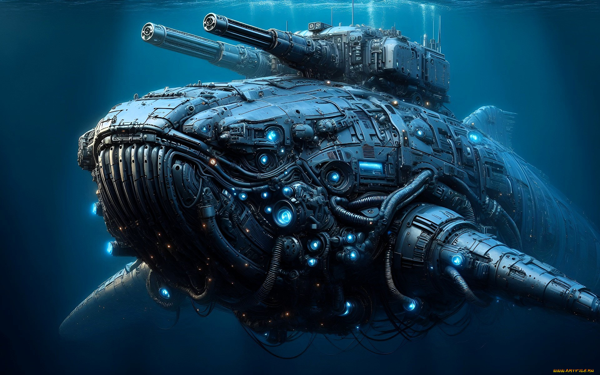 фэнтези, роботы, , киборги, , механизмы, кит, киборг, броня, оружие, море