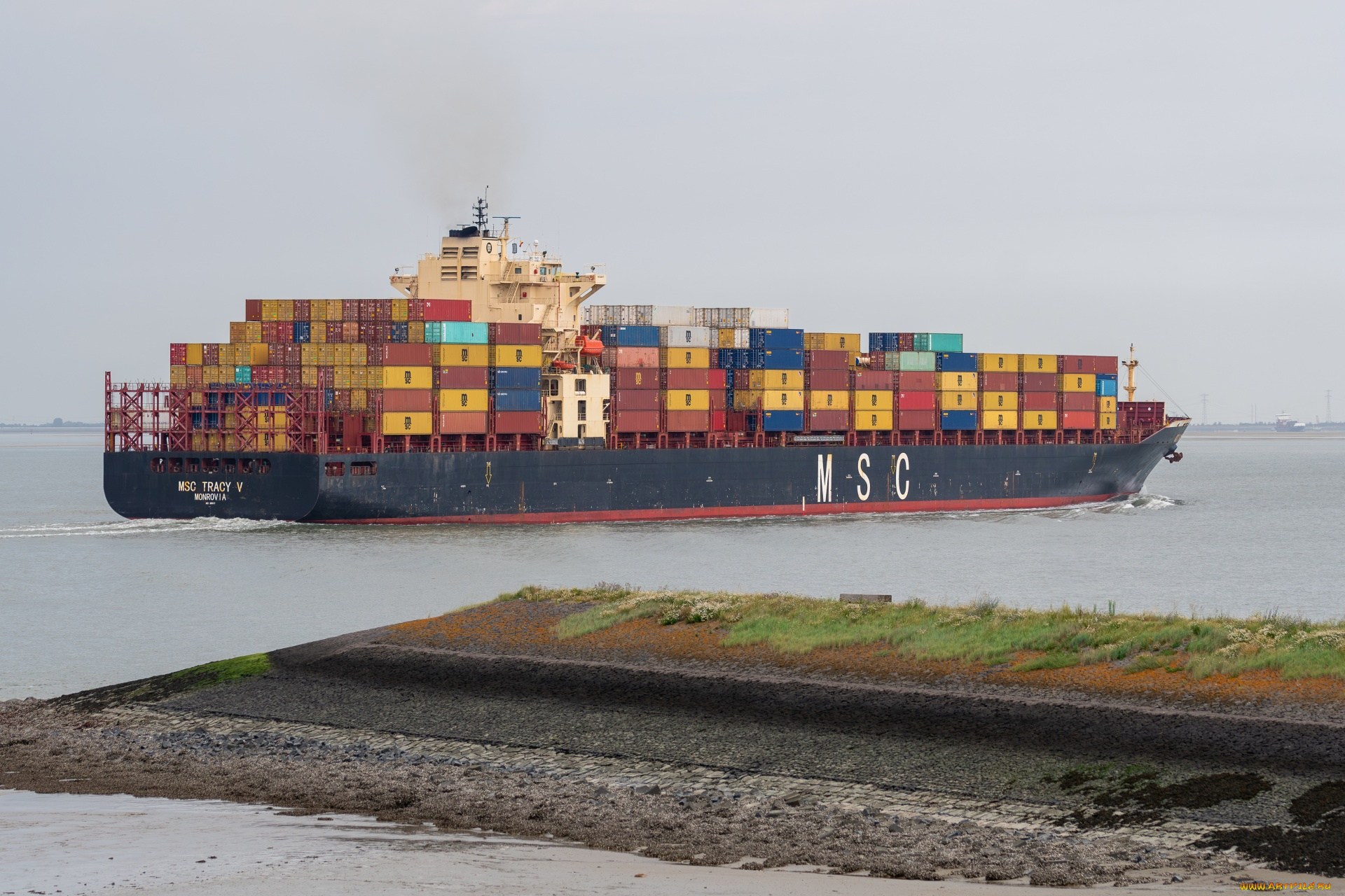 корабли, грузовые, суда, контейнеровоз