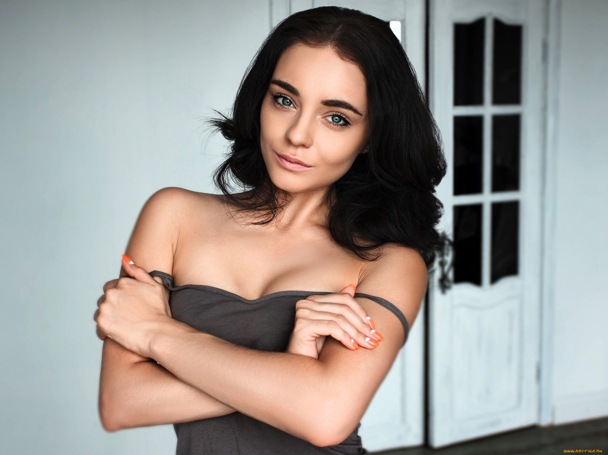 девушки, -, брюнетки, , шатенки, брюнетка, топ, дверь