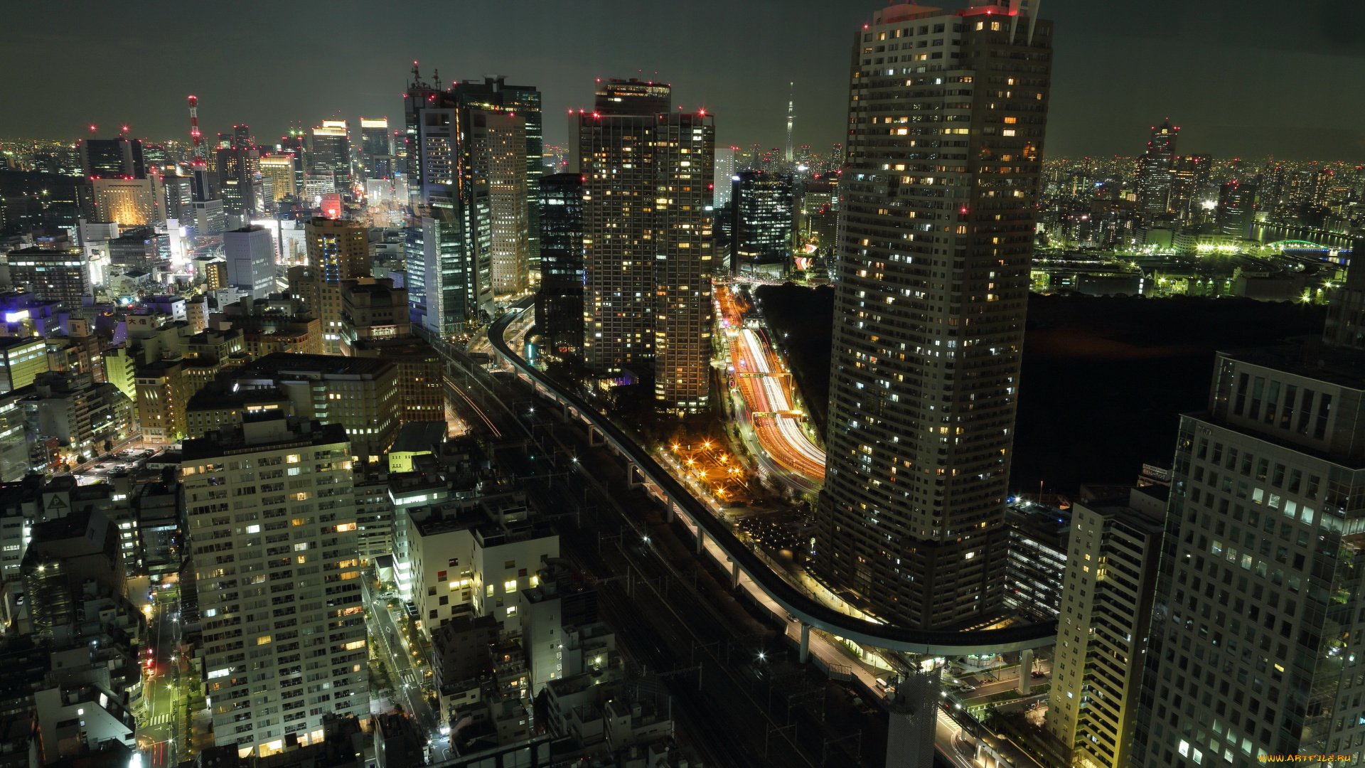 города, токио, Япония, ночь, огни