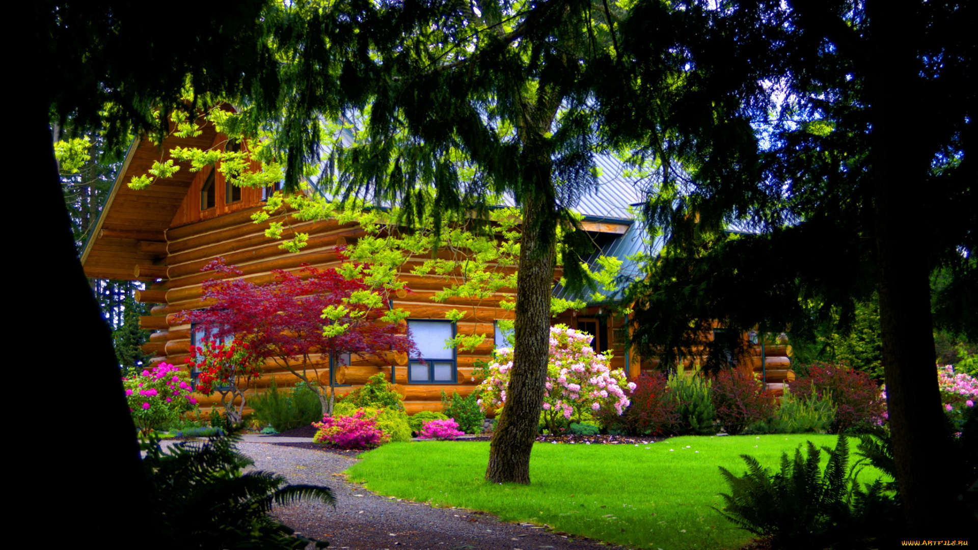 города, здания, дома, дом, ландшафт, цветы, деревья