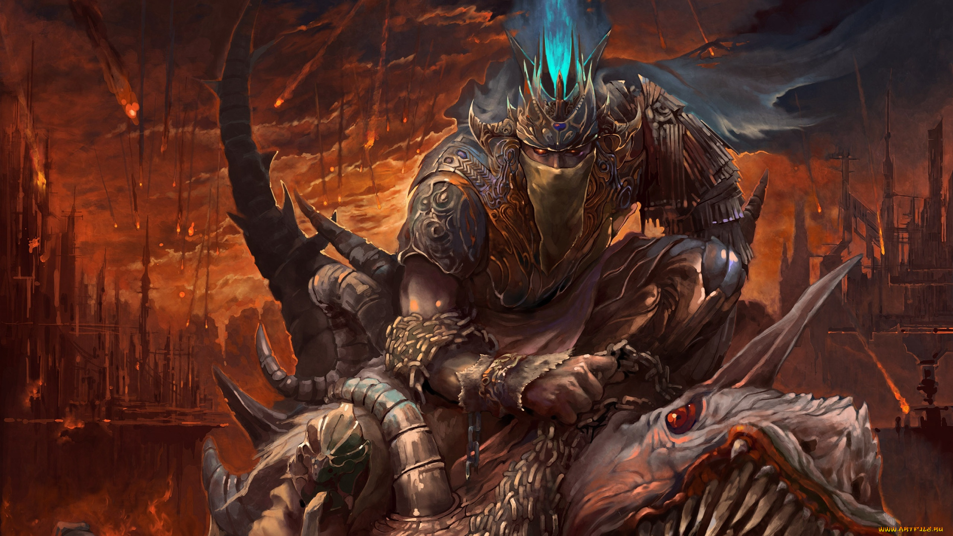 henryca, citra, фэнтези, люди, динозавр, всадник, ад