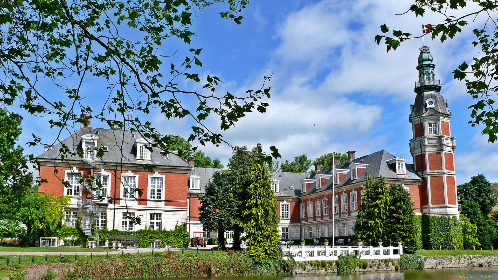 hvedholm, castle, дания, города, дворцы, замки, крепости, парк, река, замок