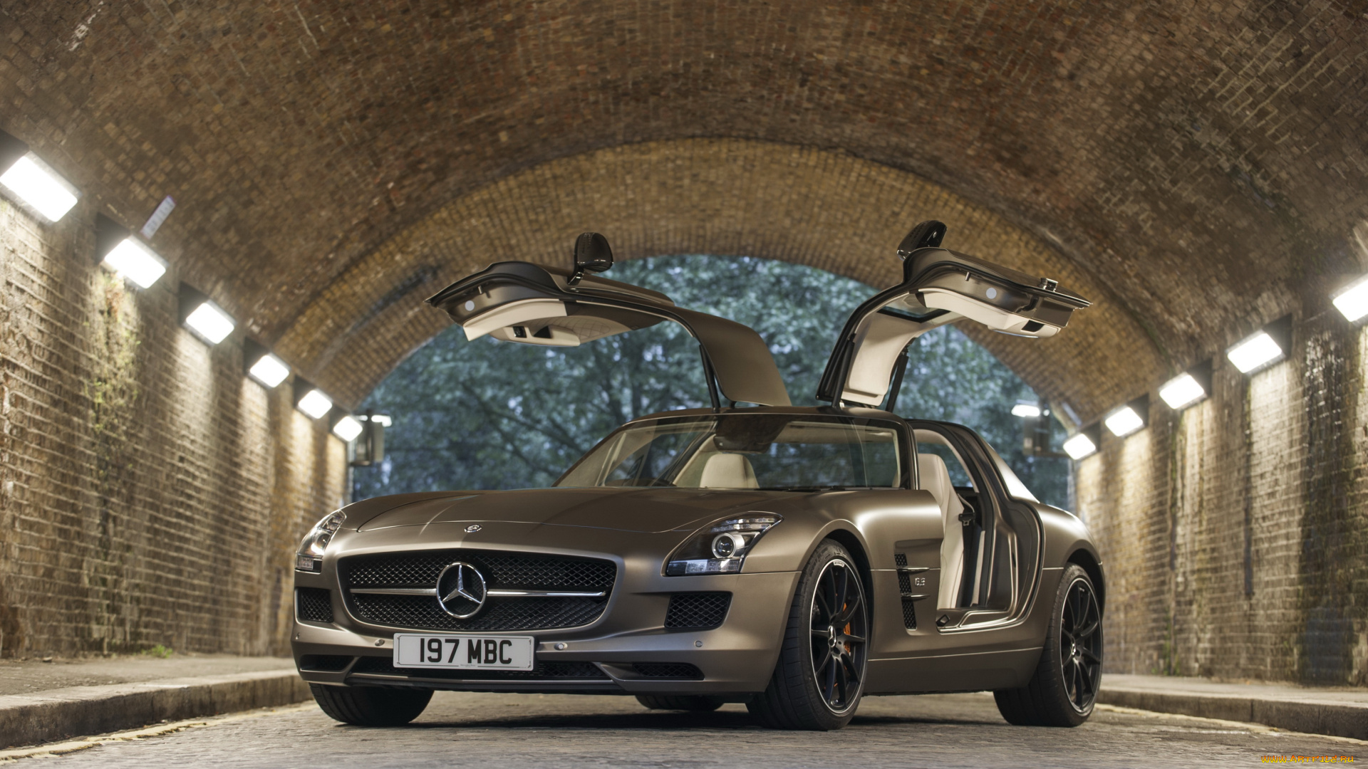 mercedes, benz, sls, 63, amg, gt, автомобили, огни, mercedes-benz, туннель