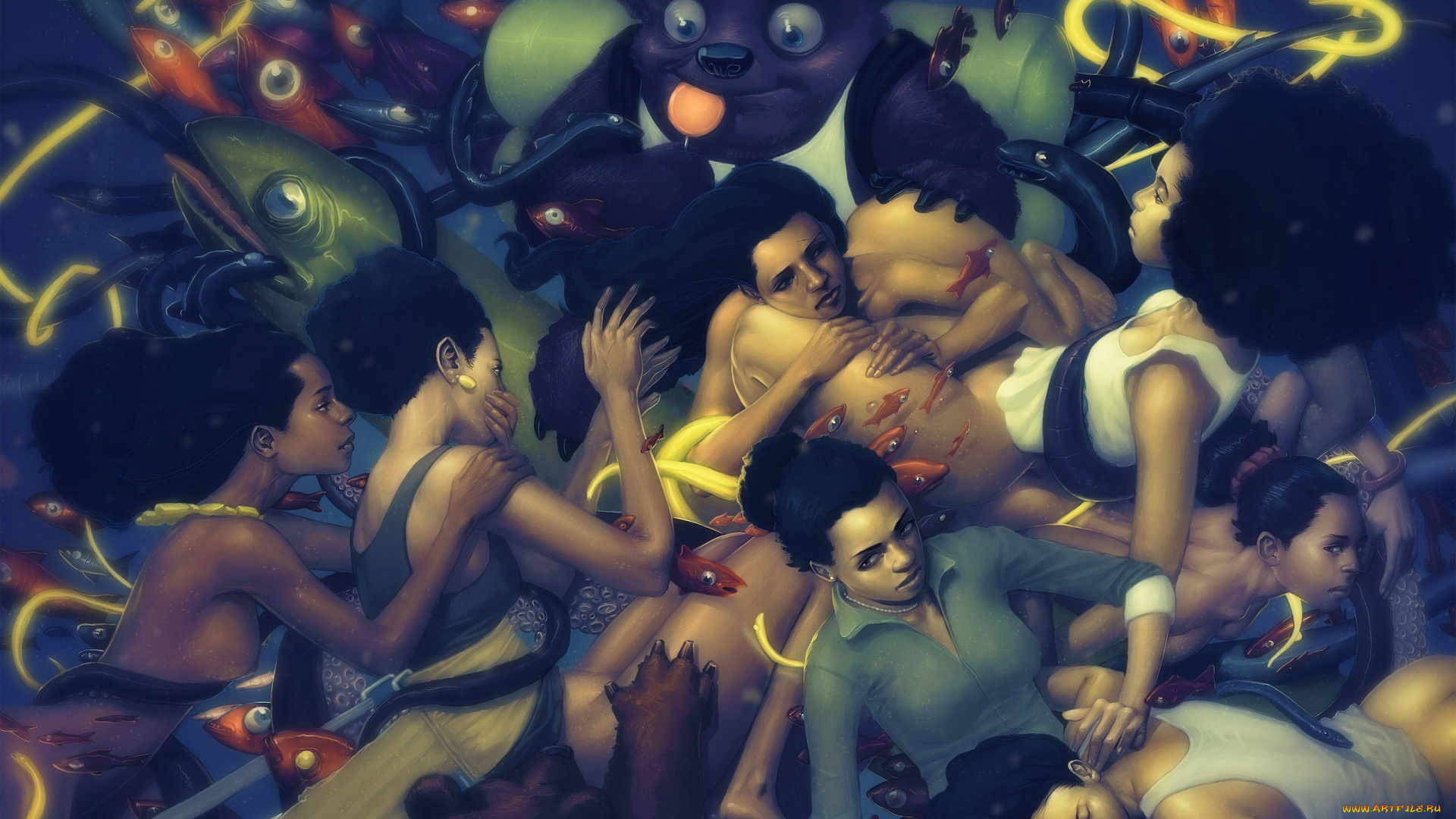 paul, davey, фэнтези, люди, мурены, рыбы