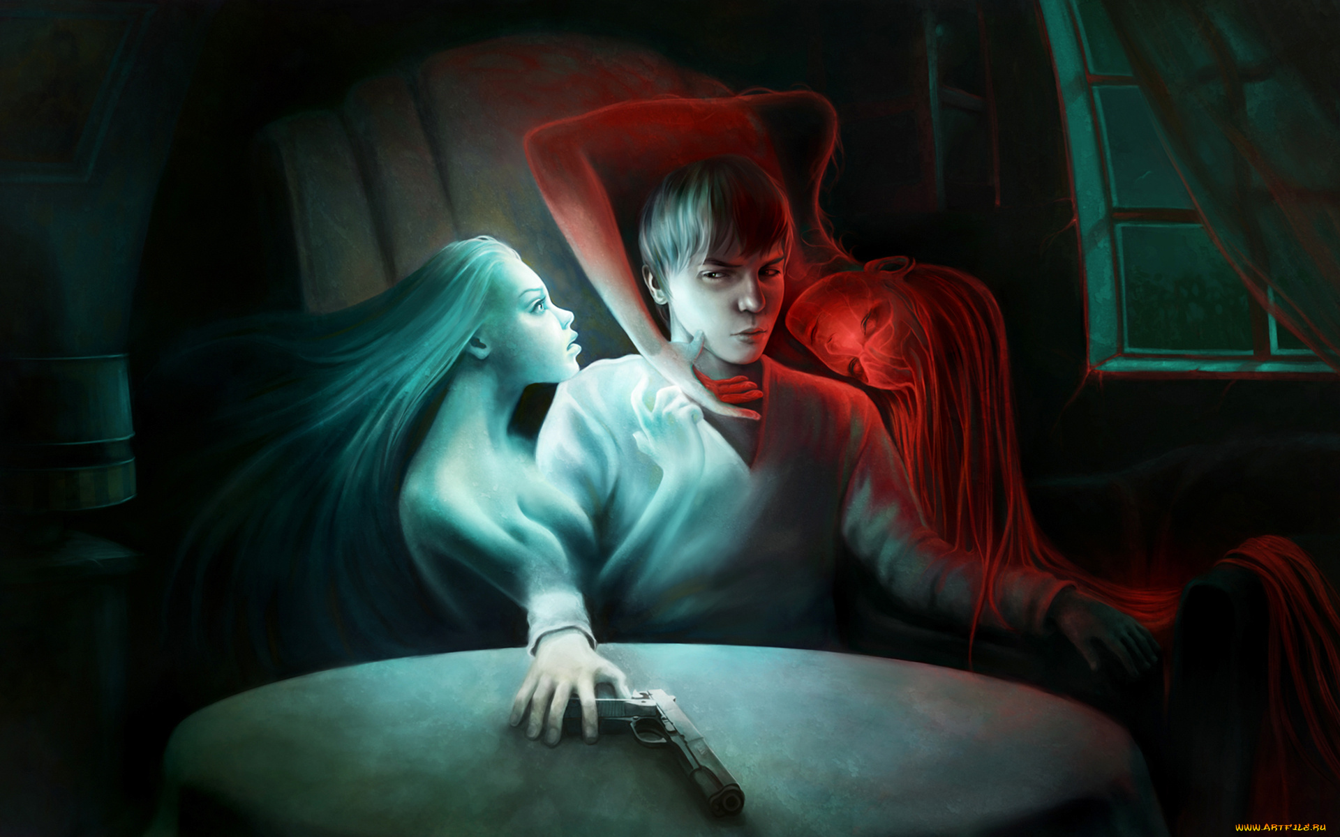 фэнтези, призраки, пистолет