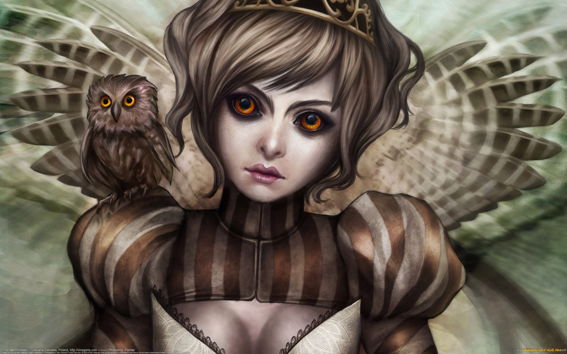 gracjana, zielinska, фэнтези, девушки, девушка, сова, совёнок, крылья