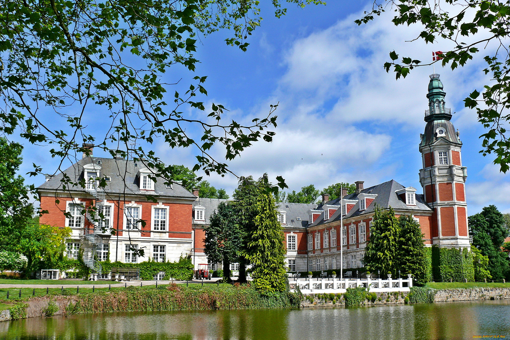 hvedholm, castle, дания, города, дворцы, замки, крепости, парк, река, замок