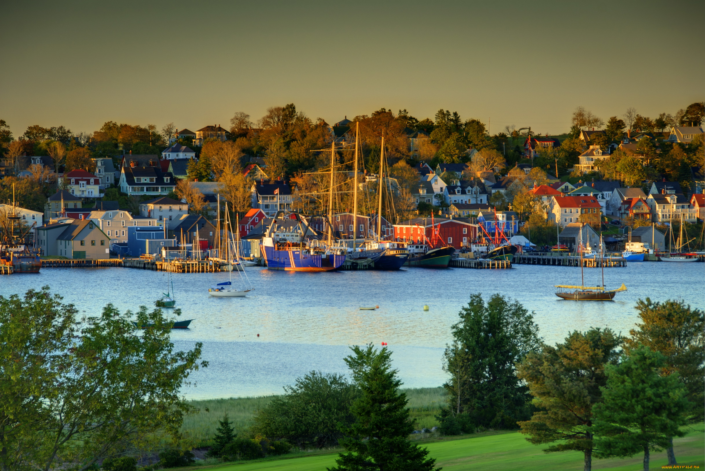 канада, луненберг, города, улицы, площади, набережные, дома, река, набережная