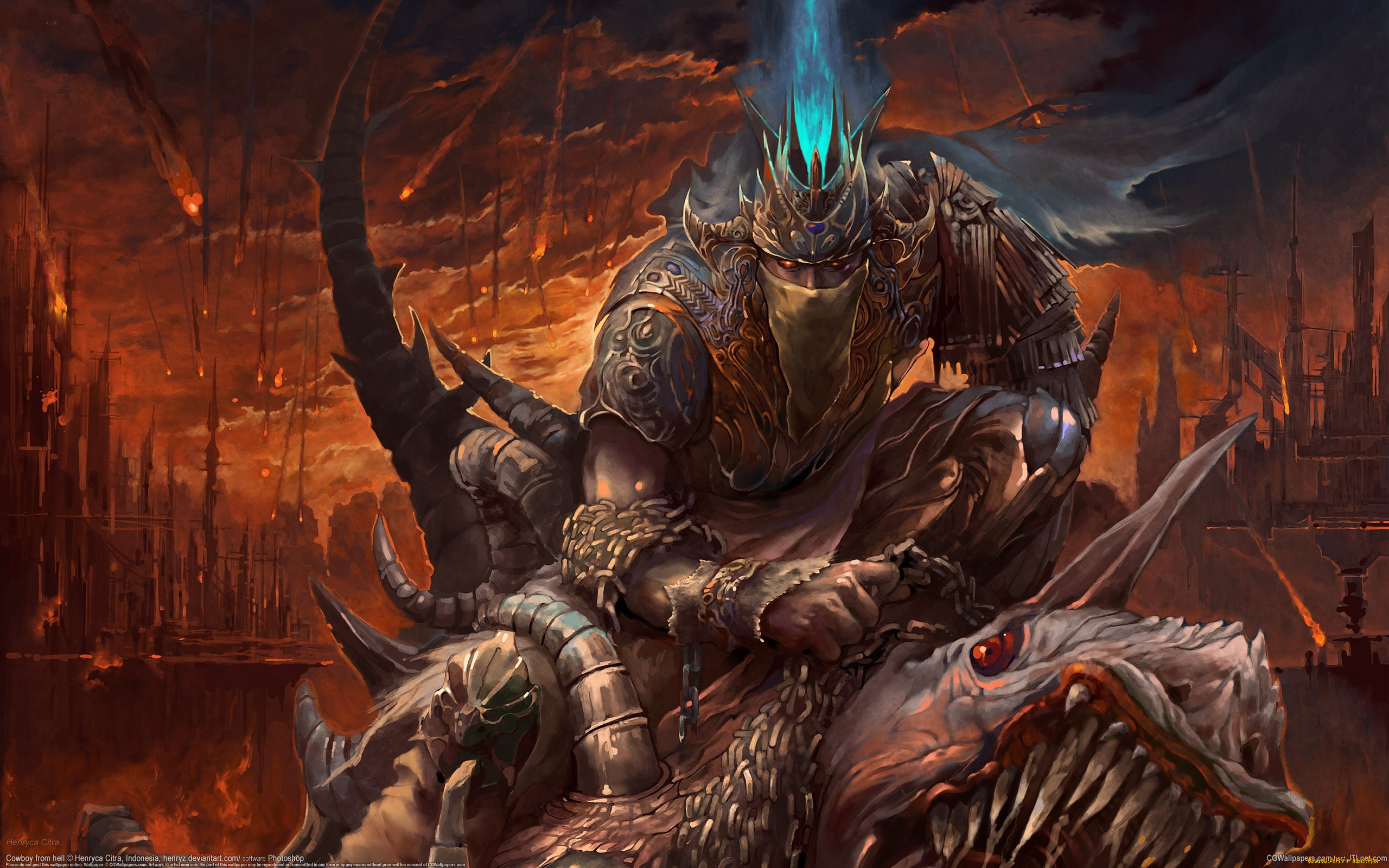 henryca, citra, фэнтези, люди, динозавр, всадник, ад