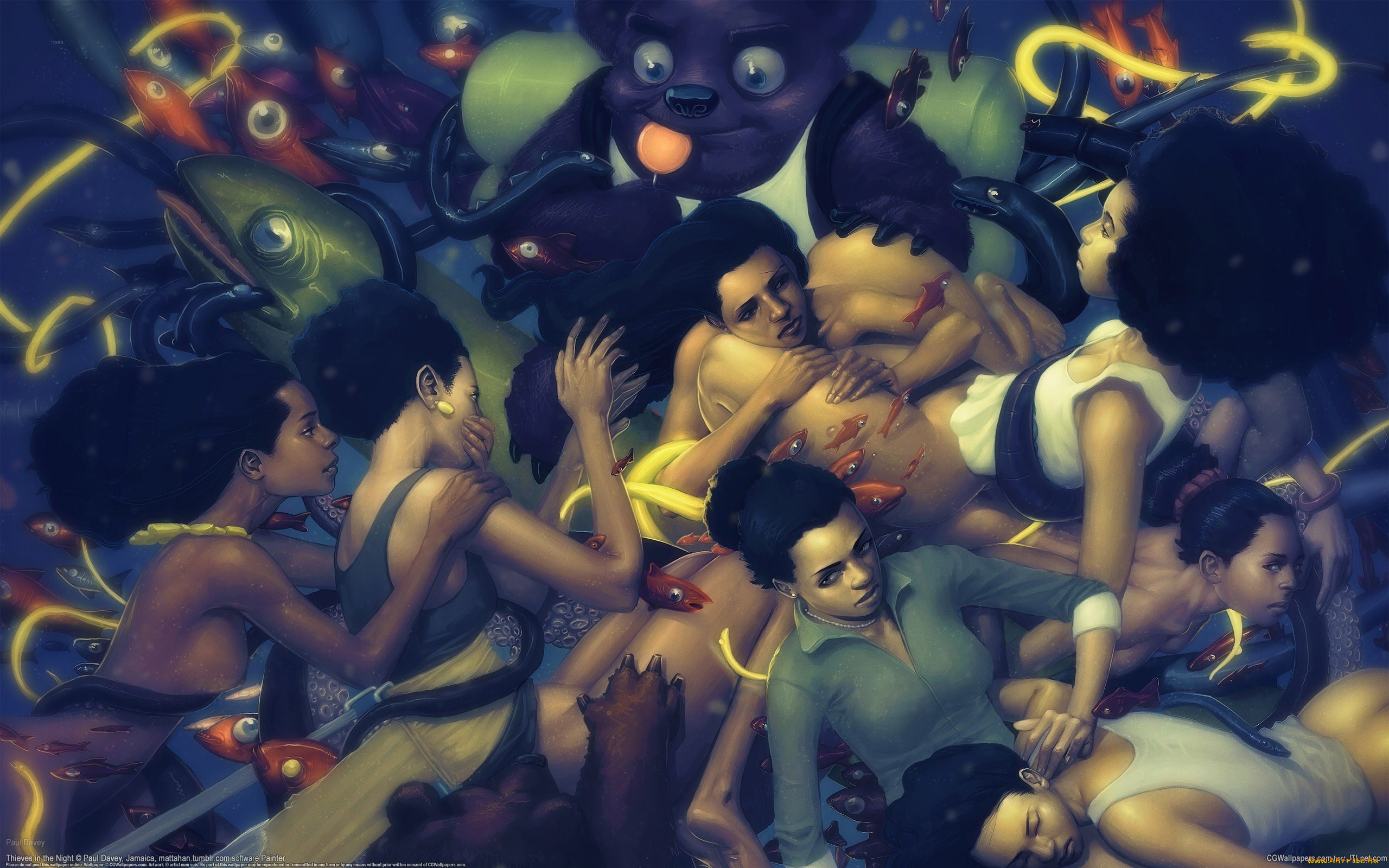 paul, davey, фэнтези, люди, мурены, рыбы